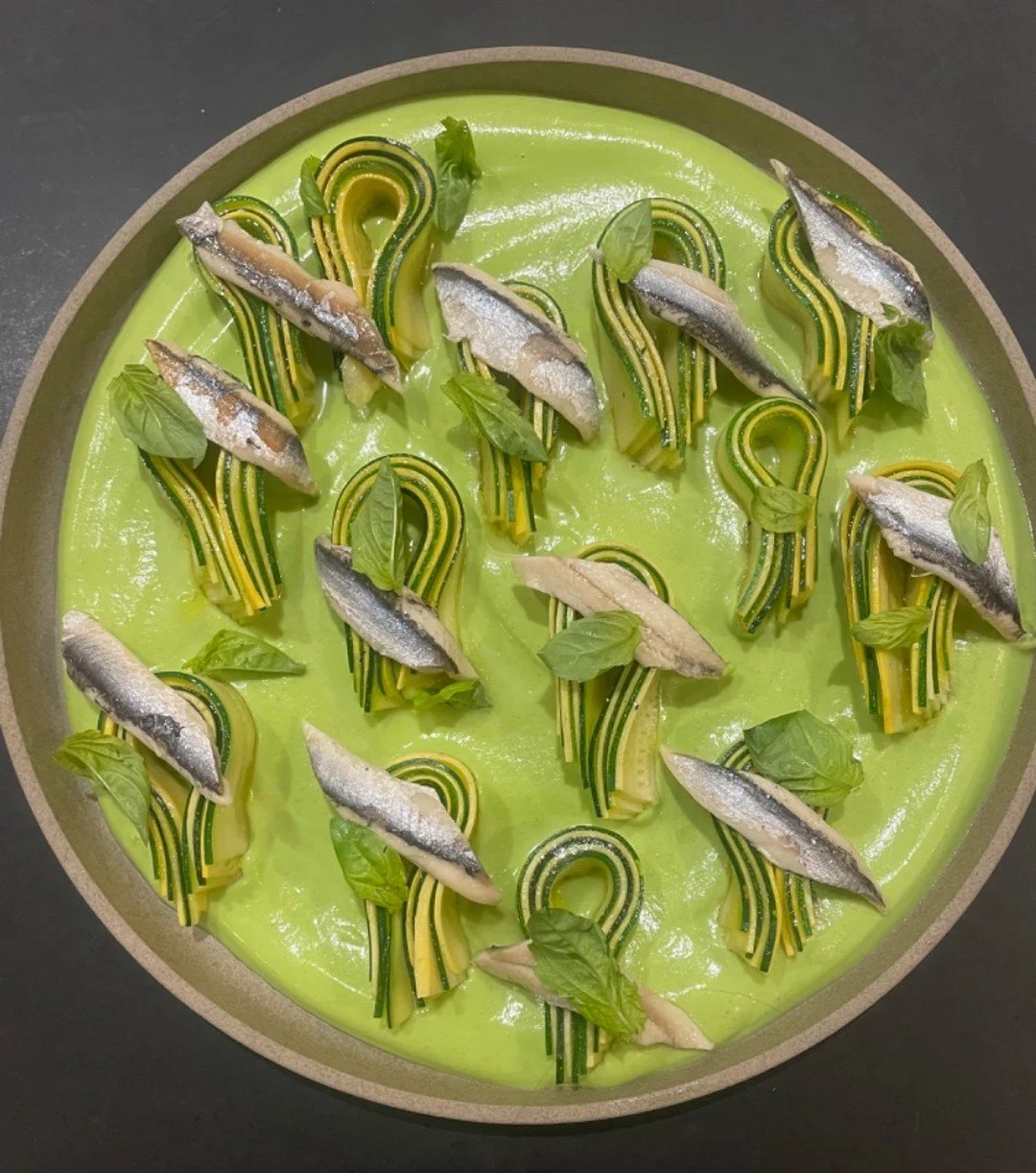 Marinated squash and boquerones