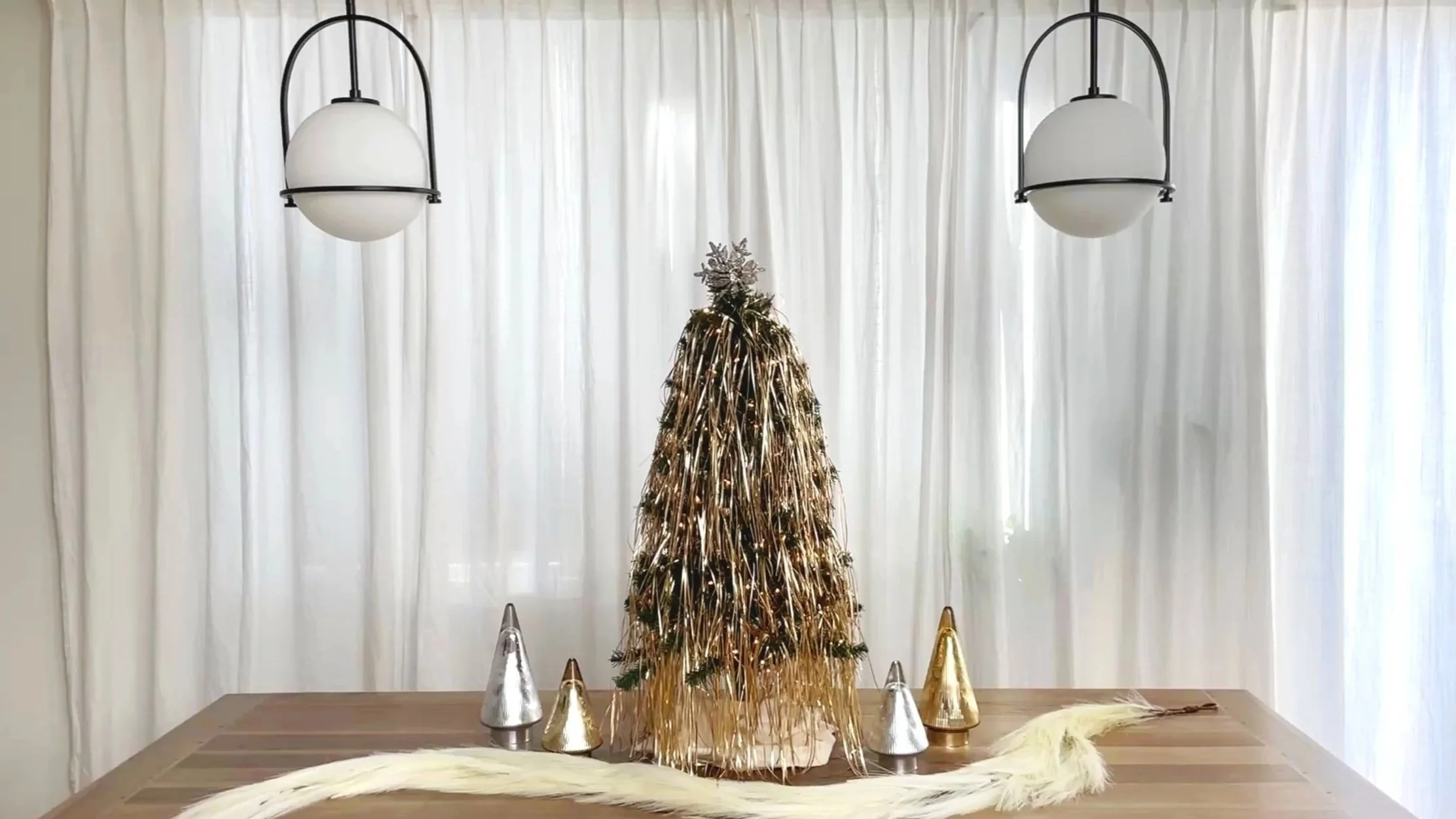 Gold and Silver Tinsel on Mini Christmas Tree
