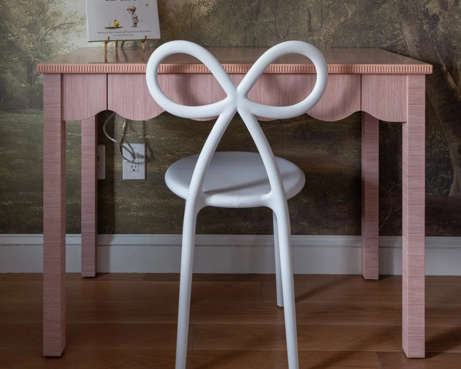 DIY Grasscloth Wallpaper Covered Desk