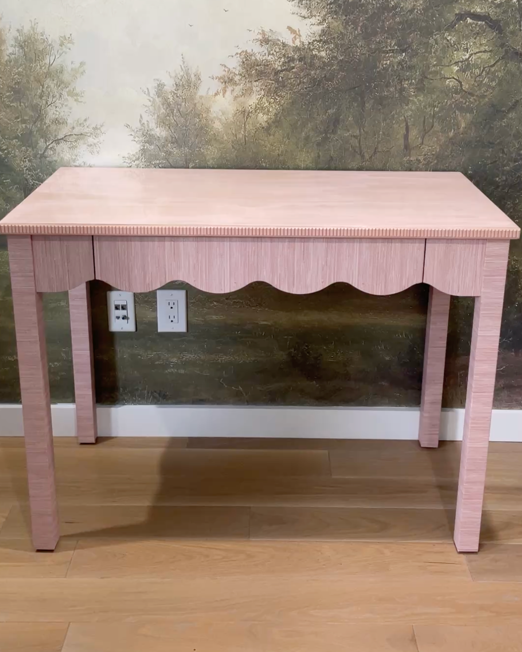 DIY Grasscloth-Wrapped Desk Using Peel-and-Stick Wallpaper
