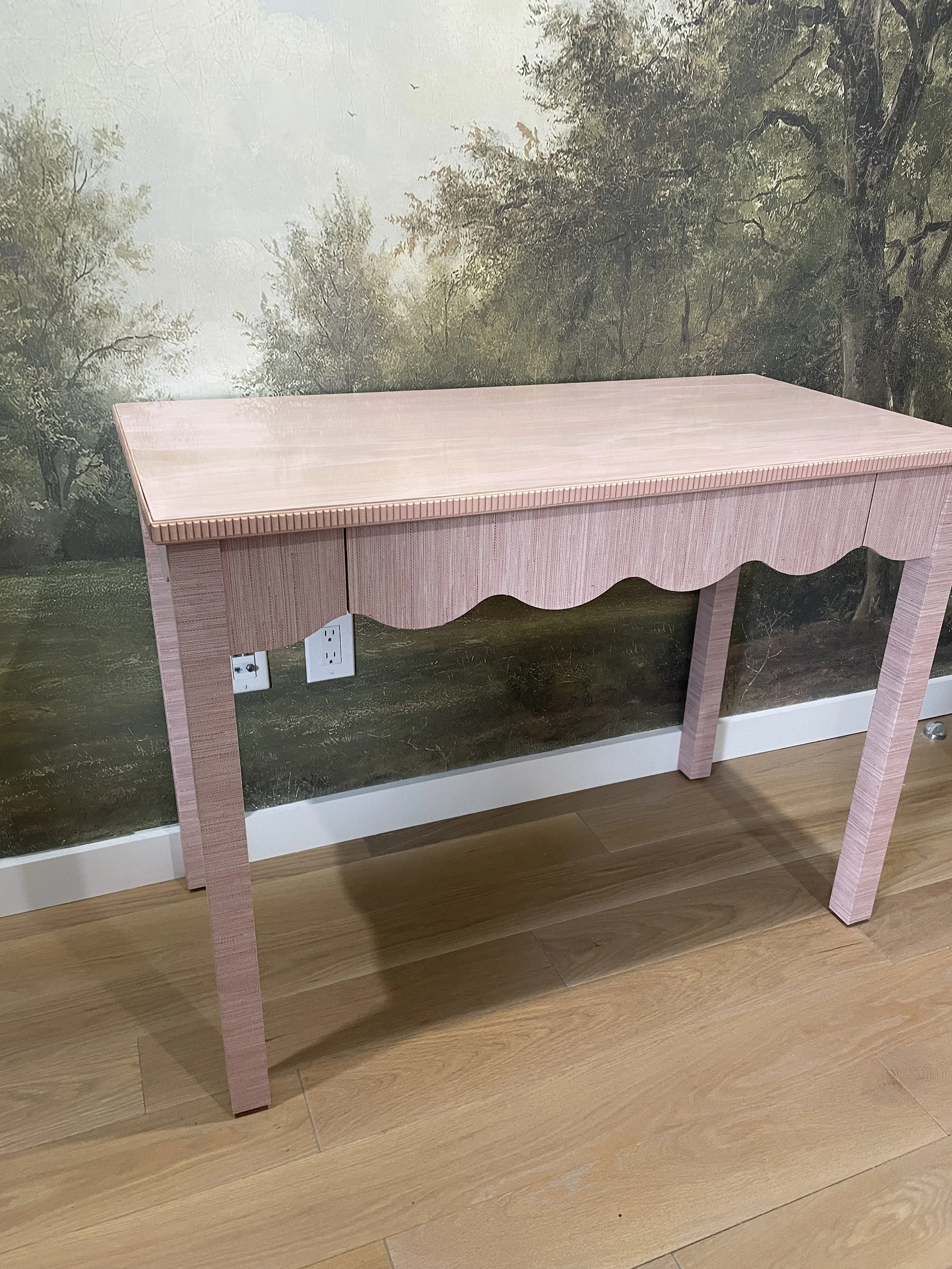 DIY Pink Grasscloth Desk