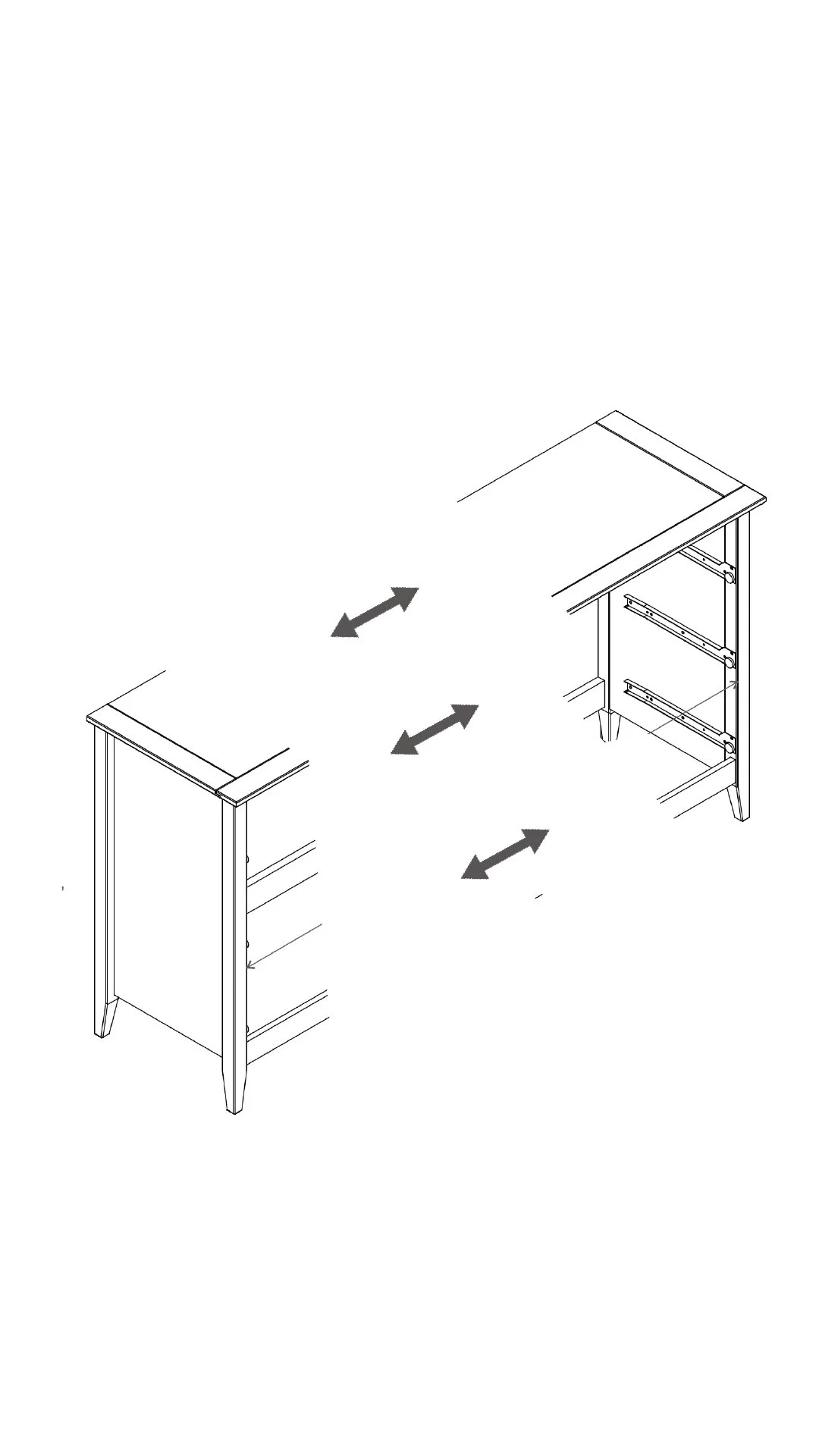 Black and white drawing of dresser