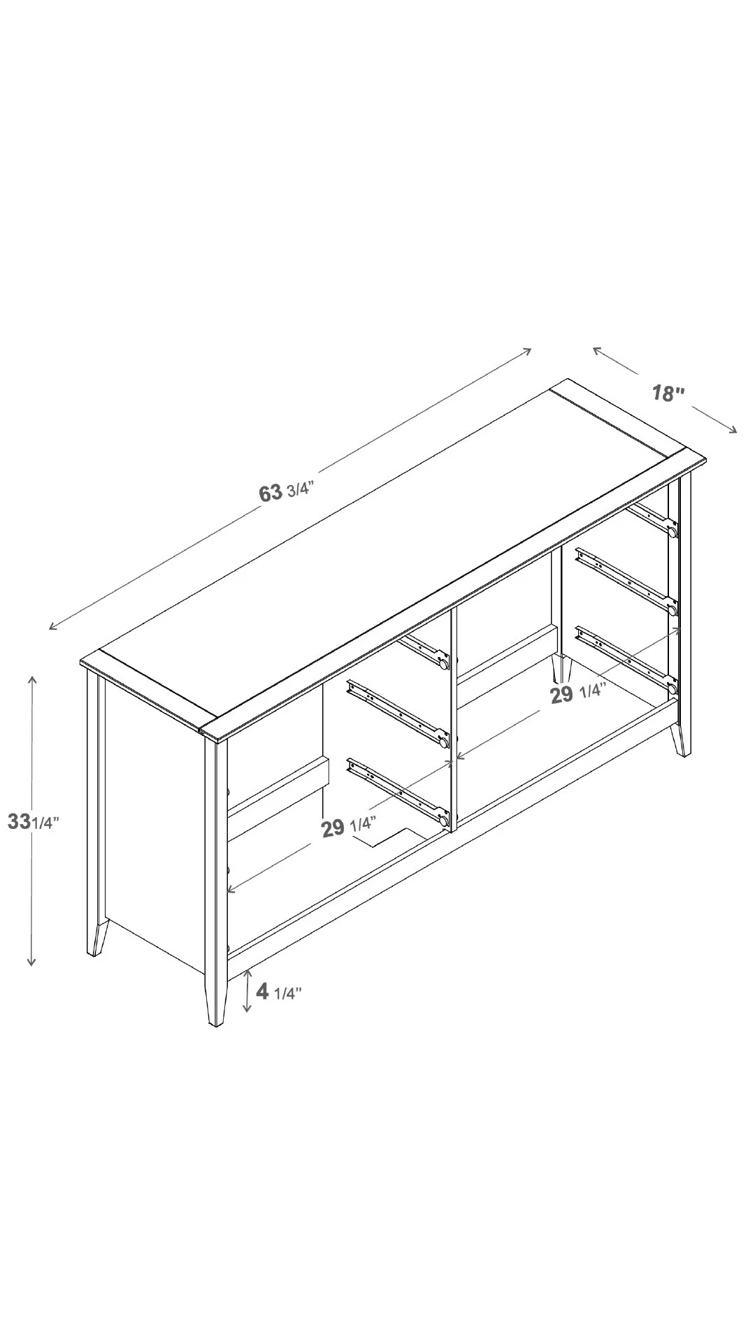 Diagram of a 6-drawer dresser