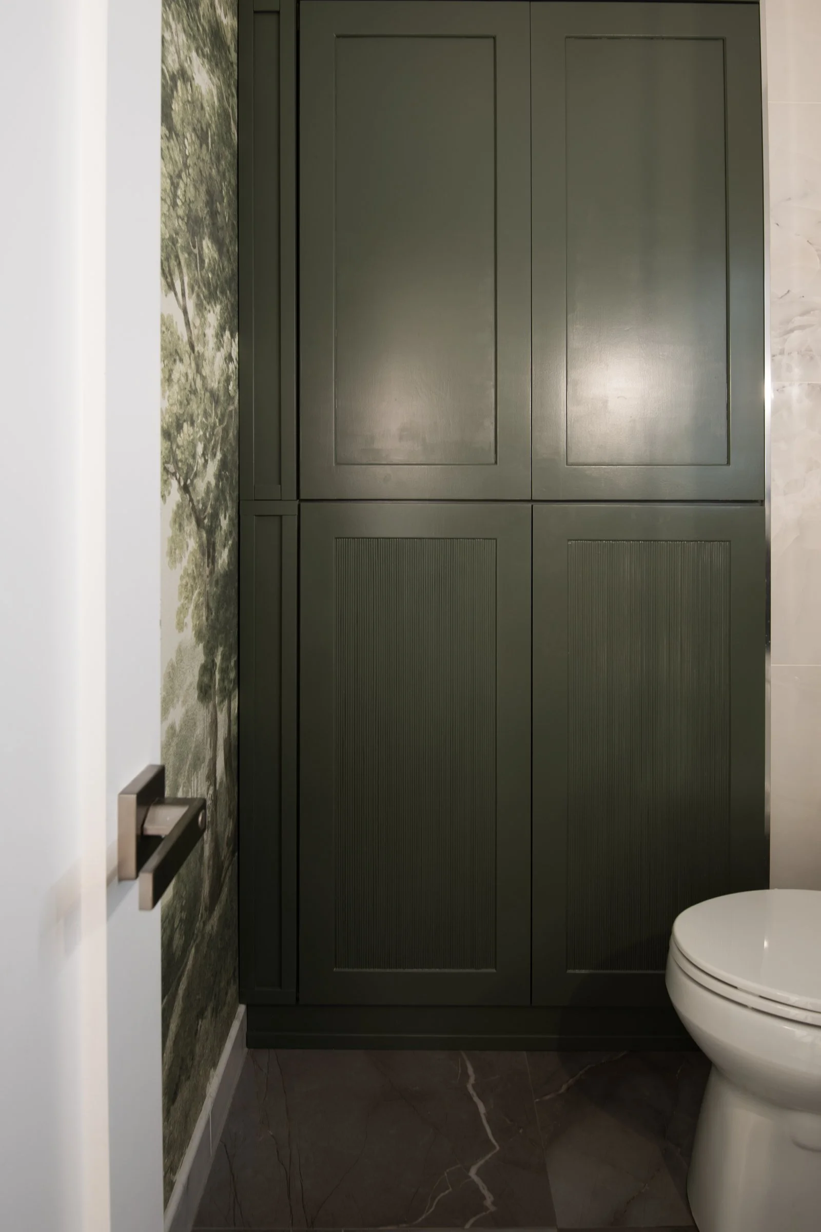 Moody Powder Room Woodland Wallpaper