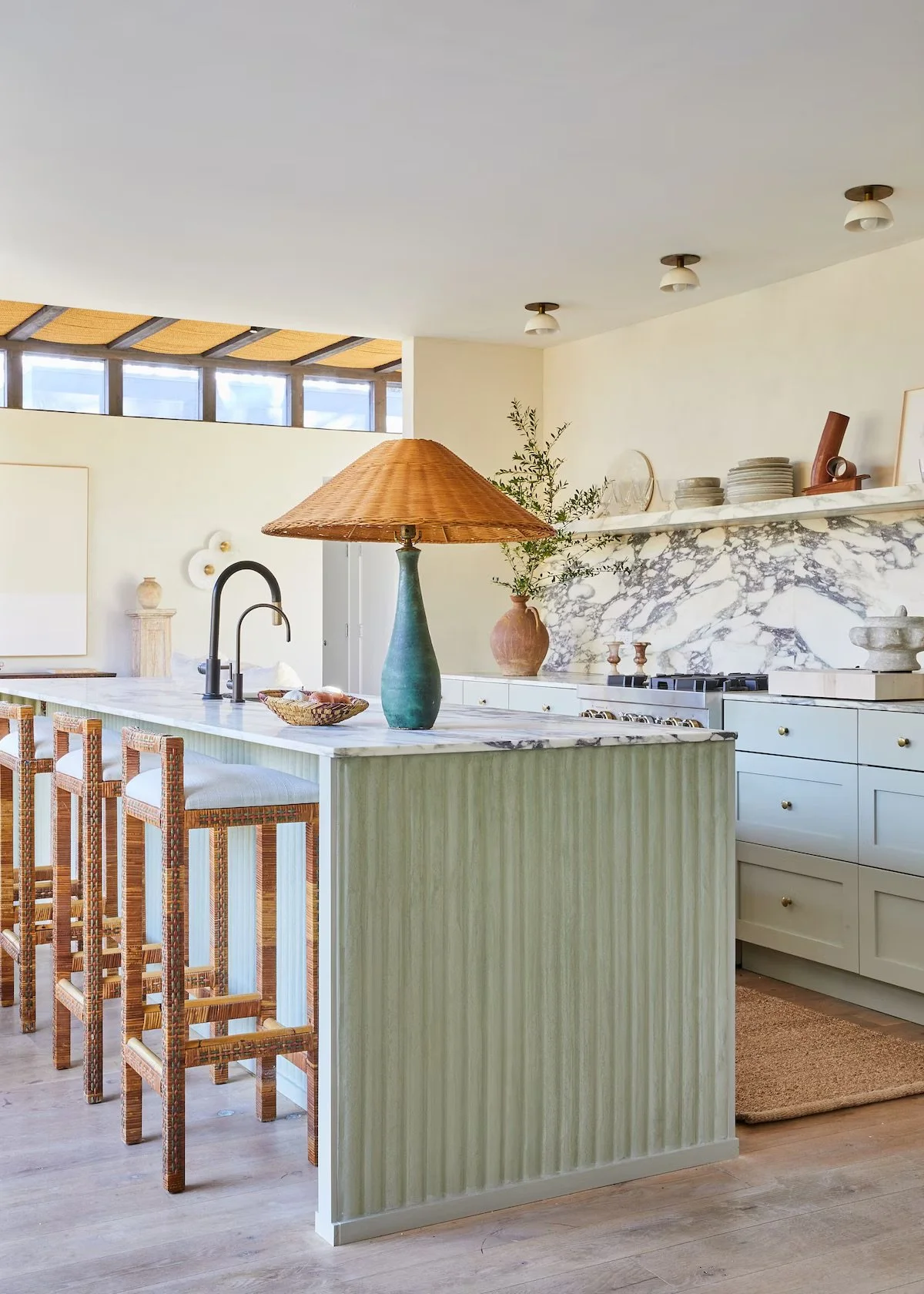 Athena Calderone Amagansett kitchen IKEA SEKTION cabinets Semihandmade Farrow and Ball Calacatta marble