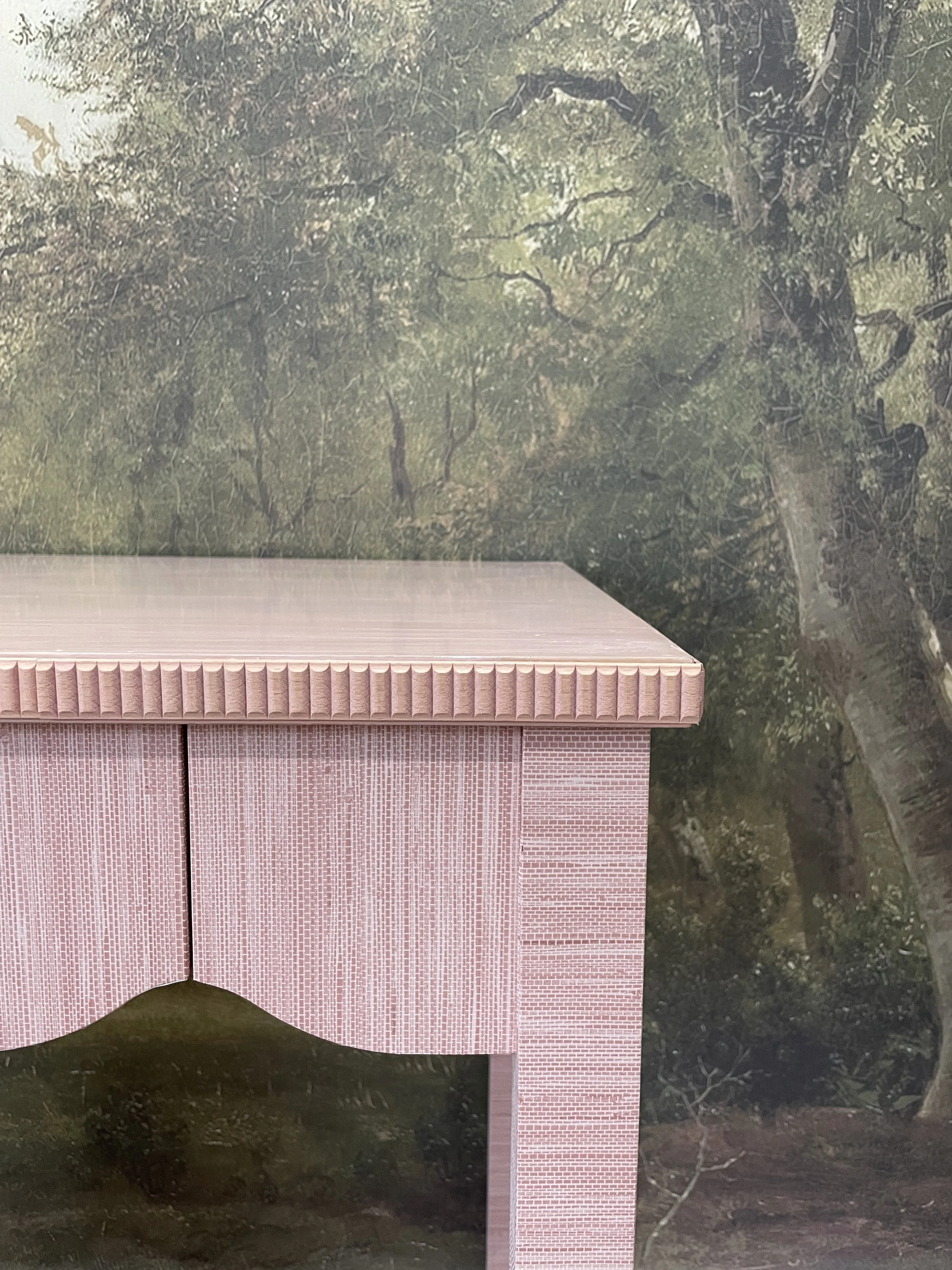 DIY Grasscloth Desk with Fluted Trim