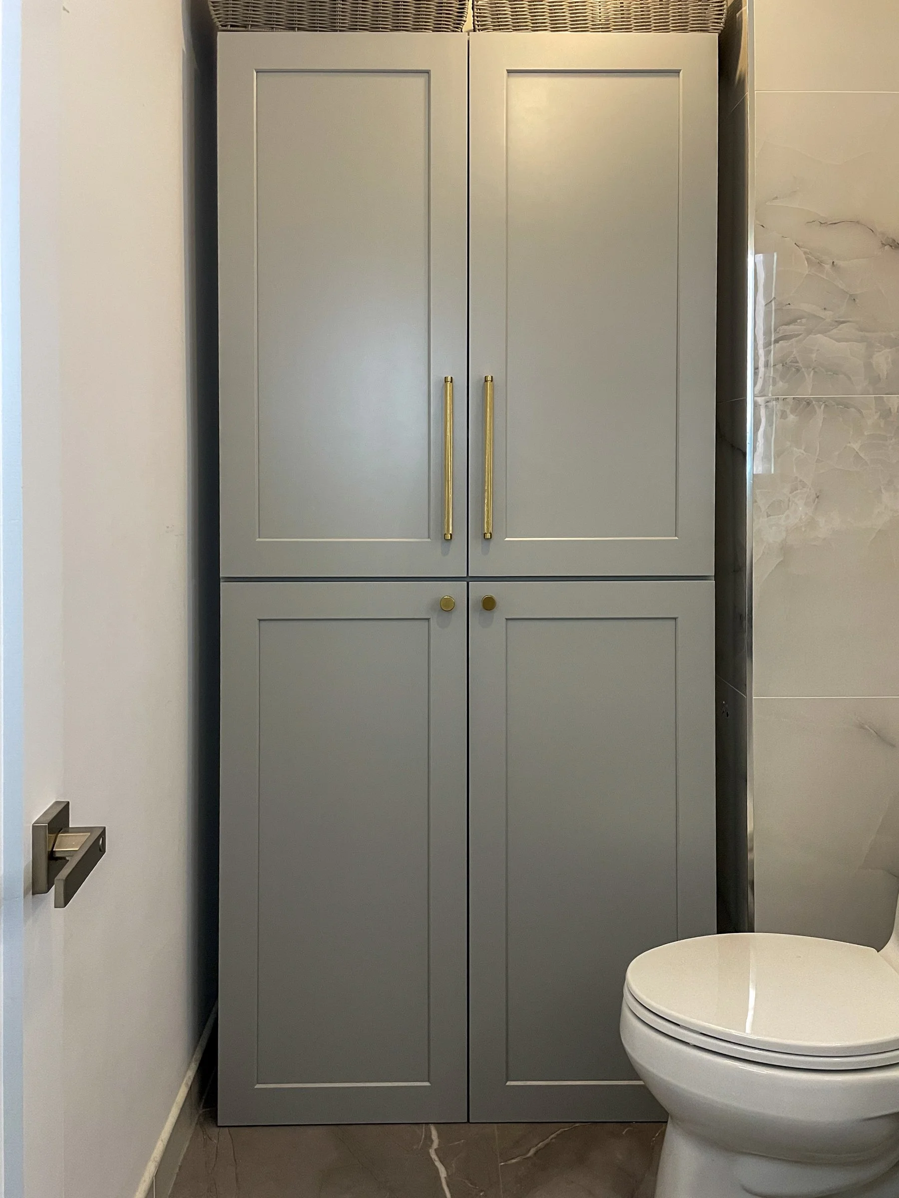 Gray Marble Minimalist Modern Powder Bathroom