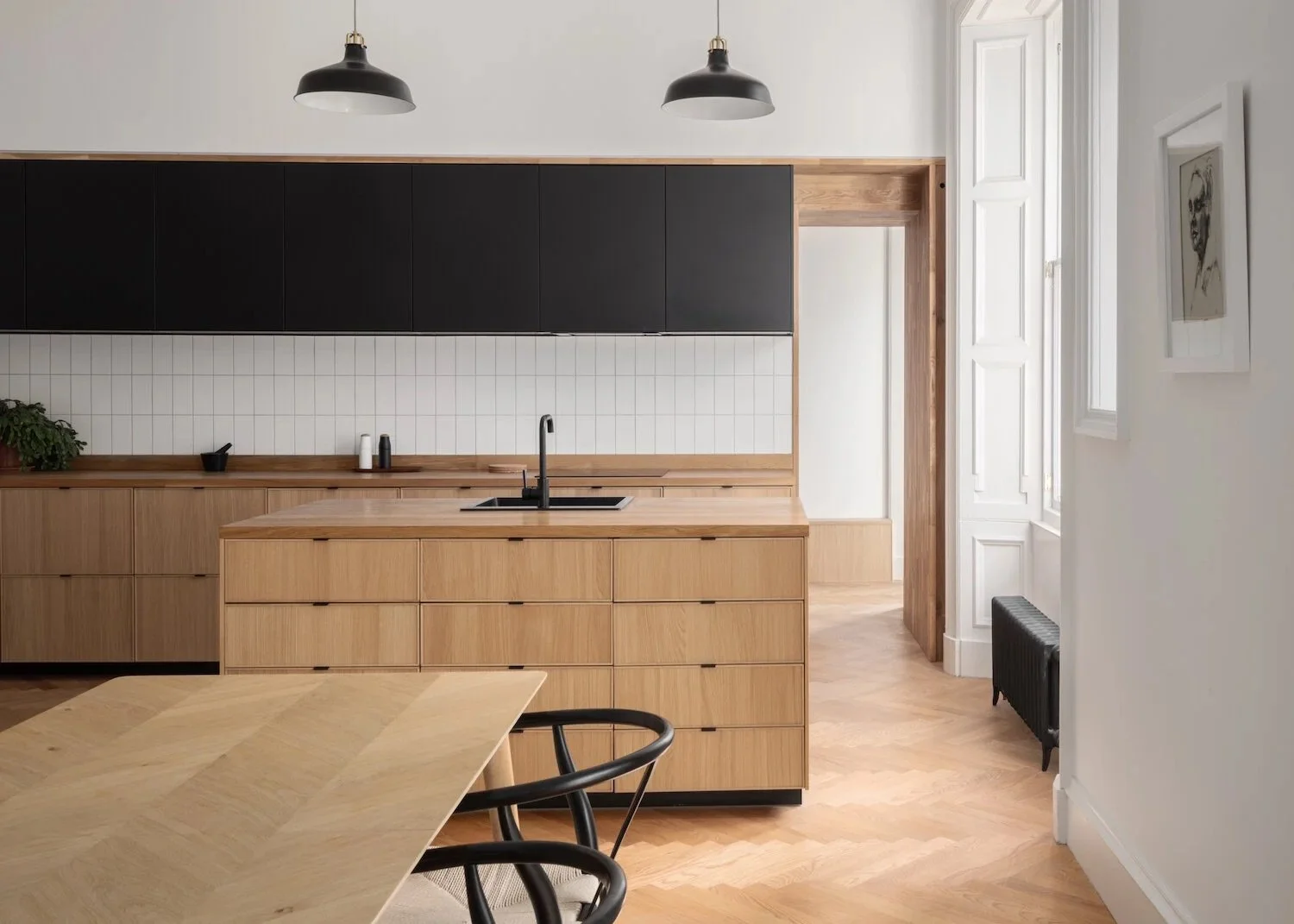 Luke McClelland Edinburgh IKEA kitchen matte black oak veneer stave oak countertop