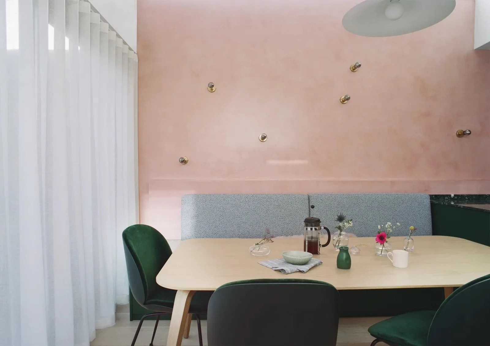 Anna Drakes Space A London Victorian kitchen IKEA cabinets Little Greene Puck marble countertop