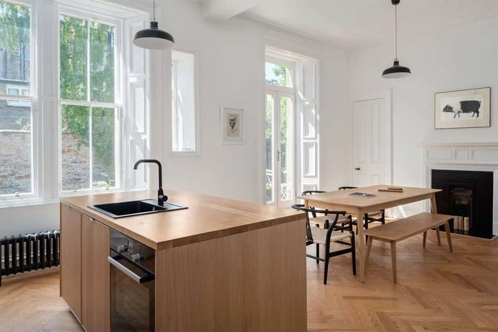 Luke McClelland Edinburgh IKEA kitchen matte black oak veneer stave oak countertop