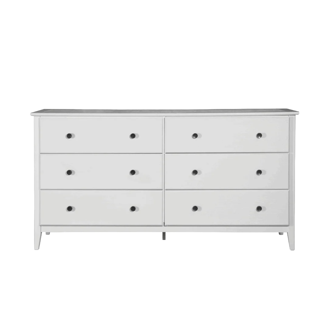 white 6-drawer dresser