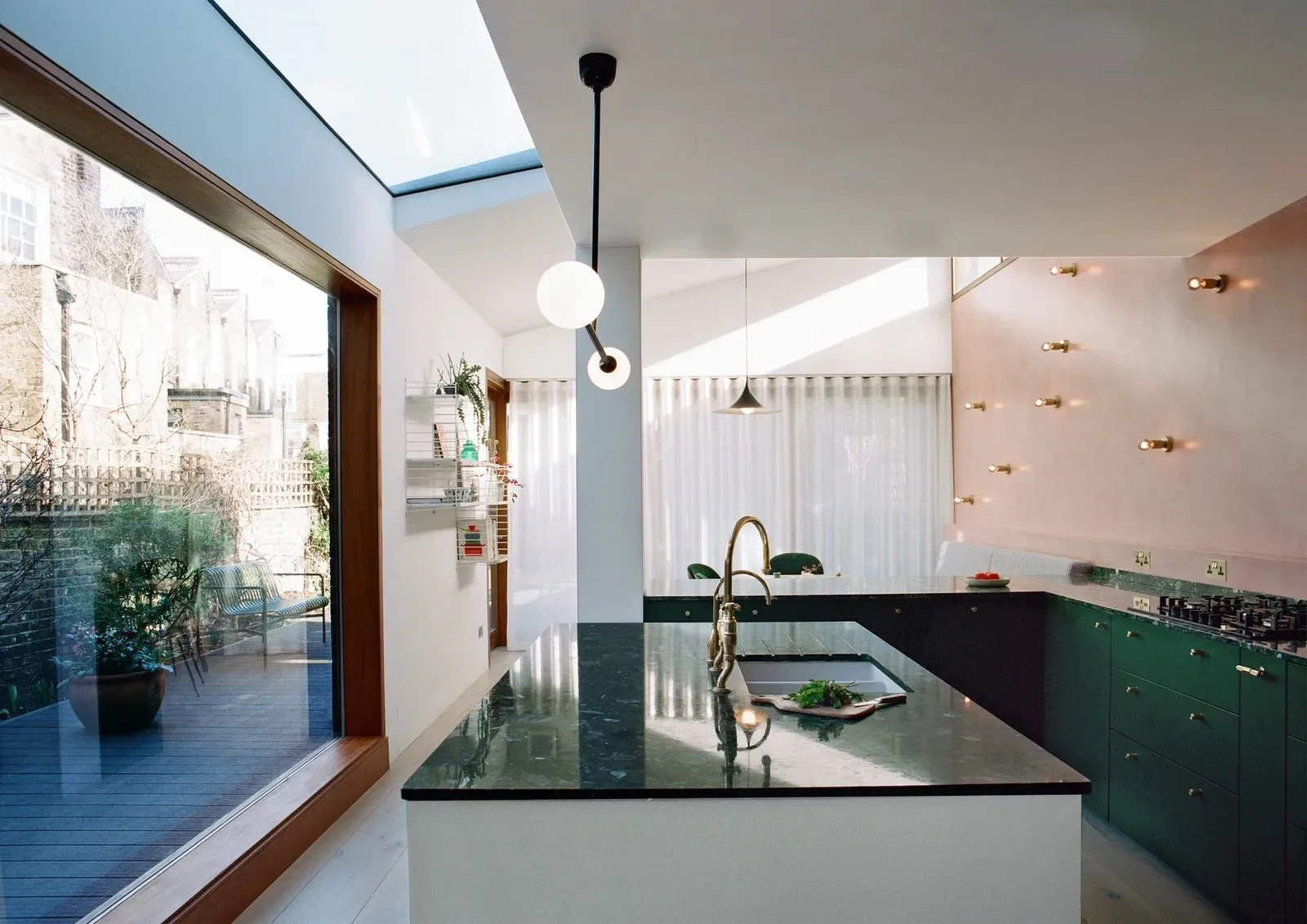 Anna Drakes Space A London Victorian kitchen IKEA cabinets Little Greene Puck marble countertop