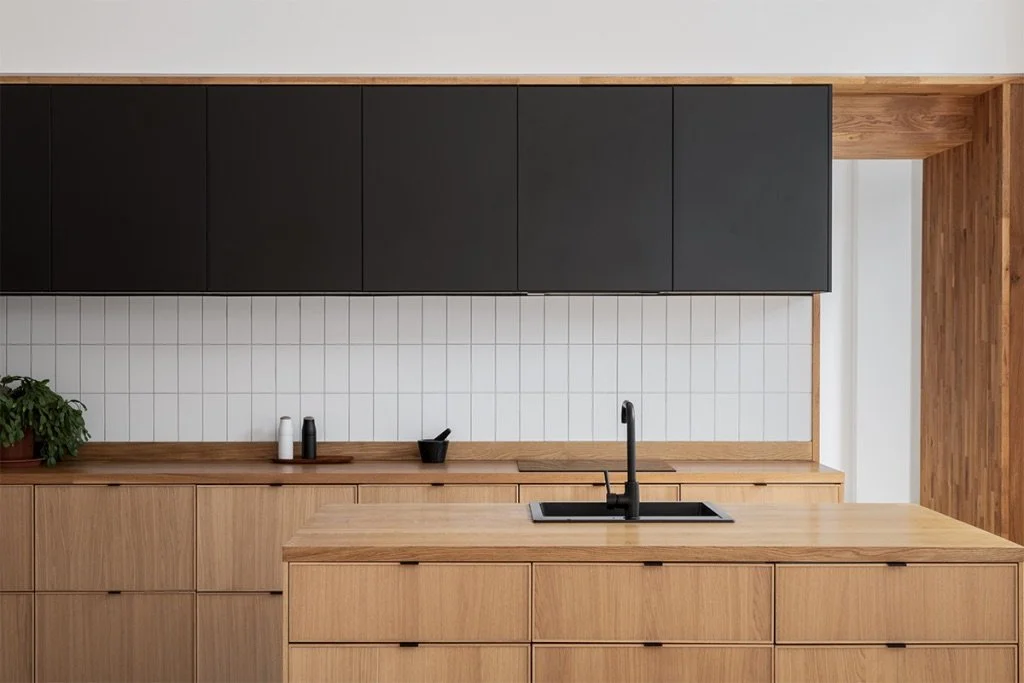 Luke McClelland Edinburgh IKEA kitchen matte black oak veneer stave oak countertop