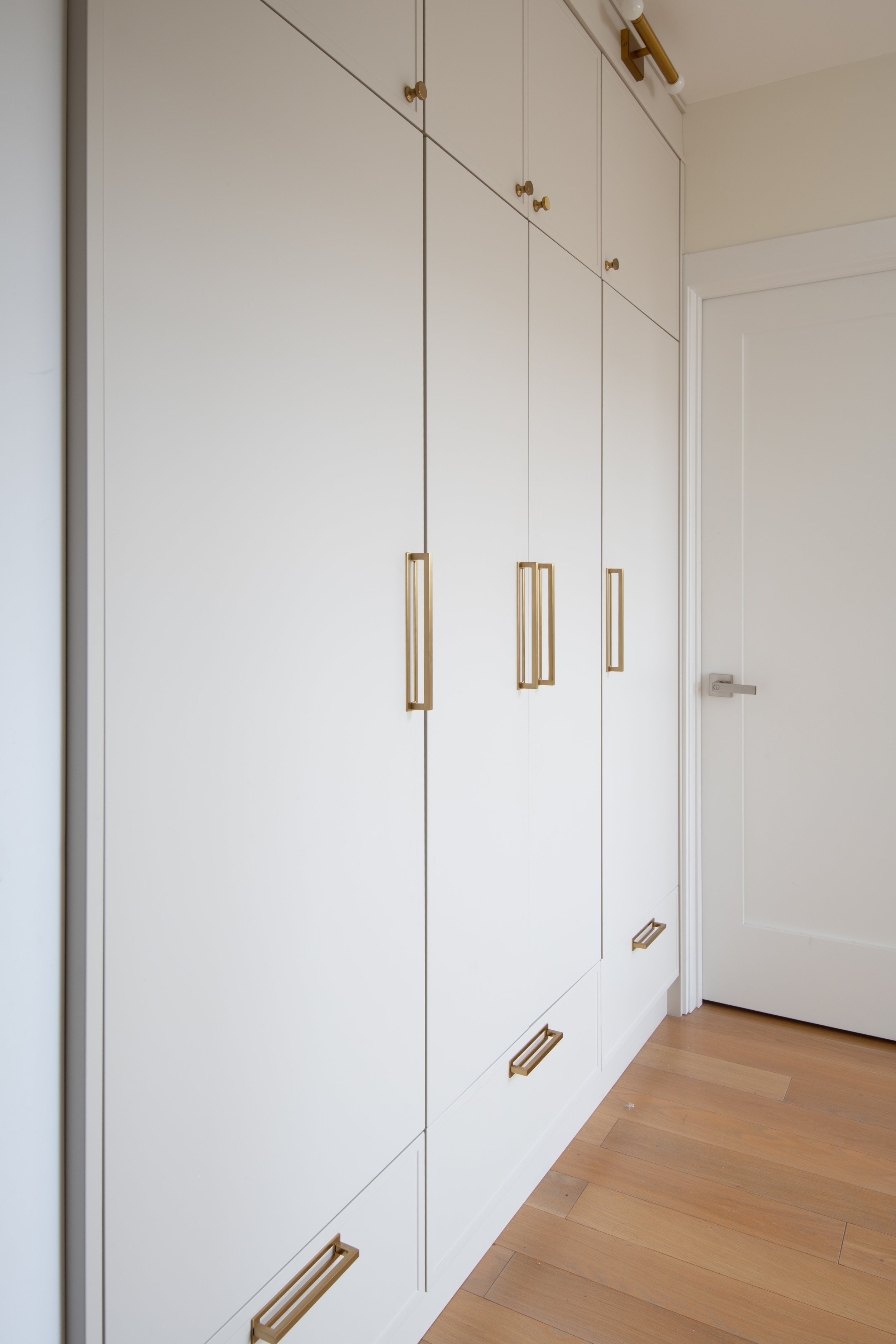 Close-up of Brass Hardware on Semihandmade Closet Doors