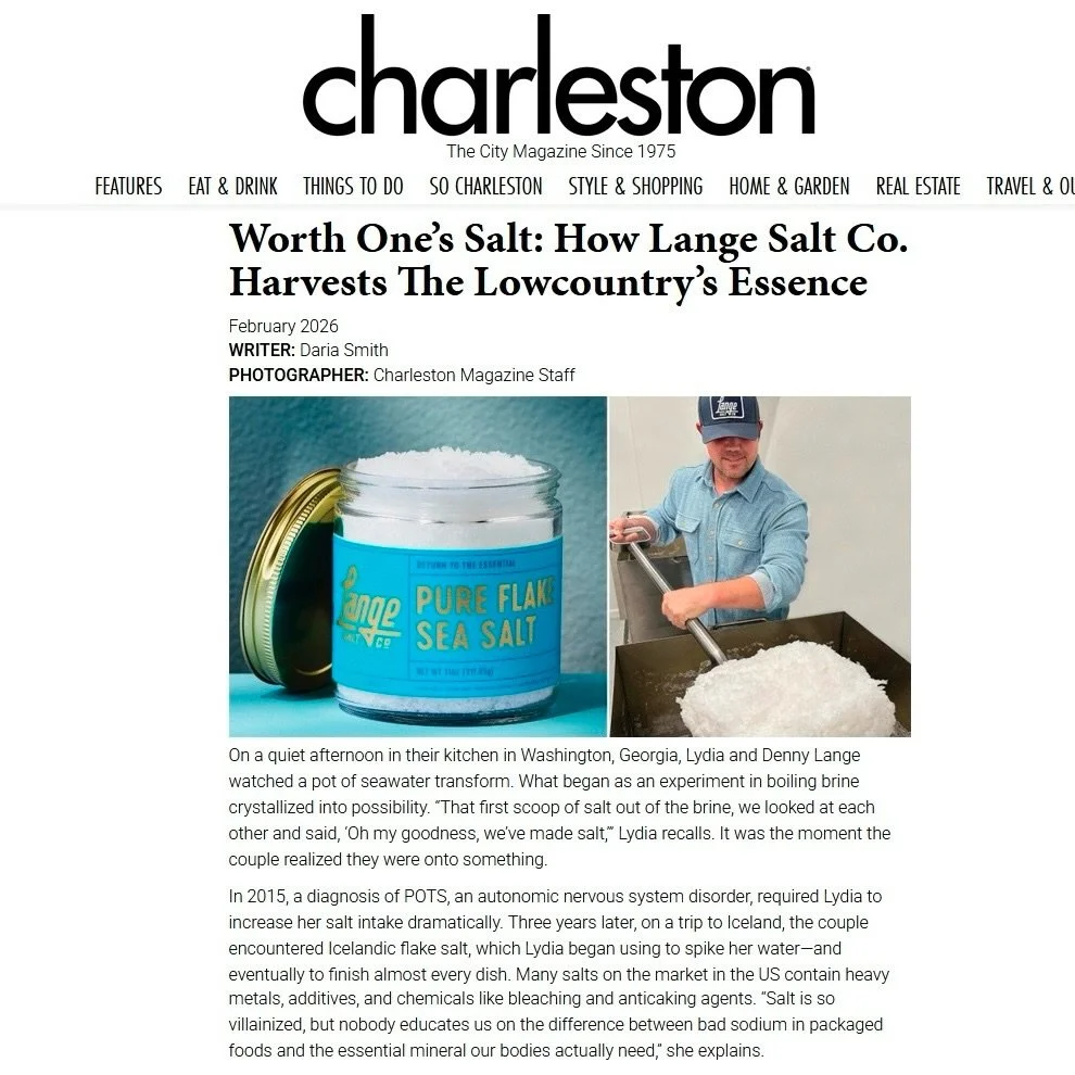 Thank you, @charlestonmag for featuring Lange Salt Co 🌊🧂! We&rsquo;re so grateful for the spotlight and the continued support of small, local businesses.

Head over to their website to read the feature or find a copy at your local Barnes and Noble 