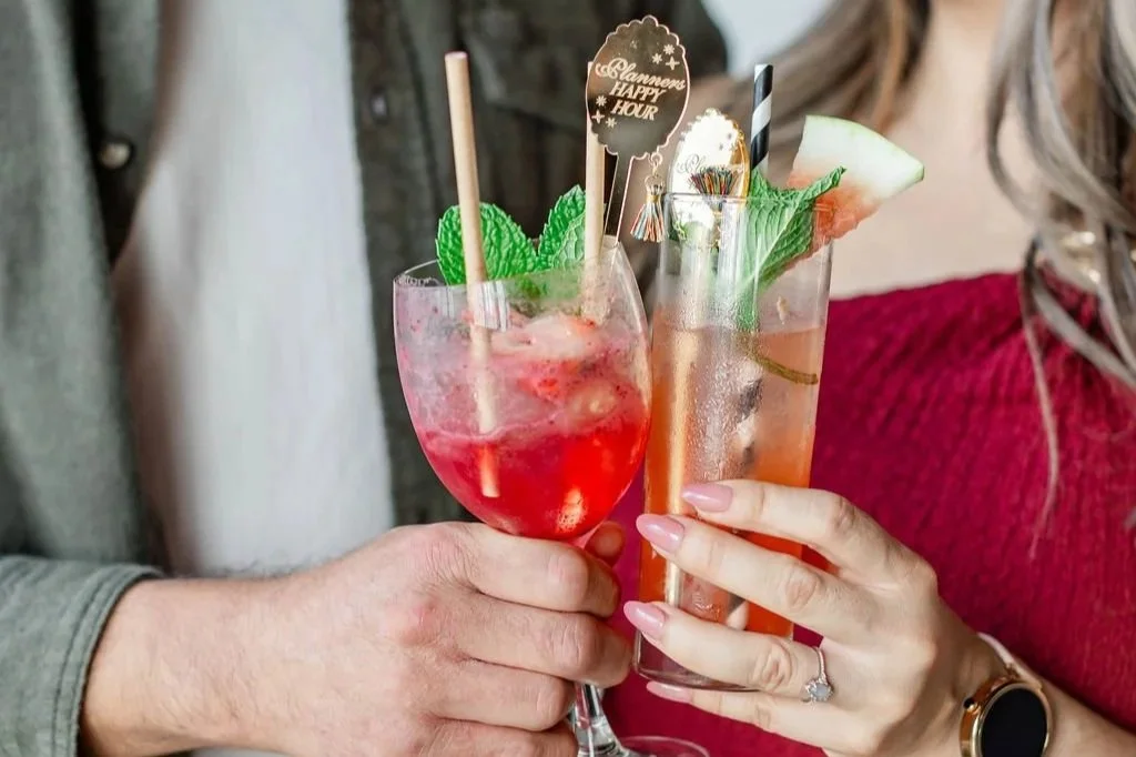 Cocktails being shared by a bride and groom at our downtown LA wedding venue