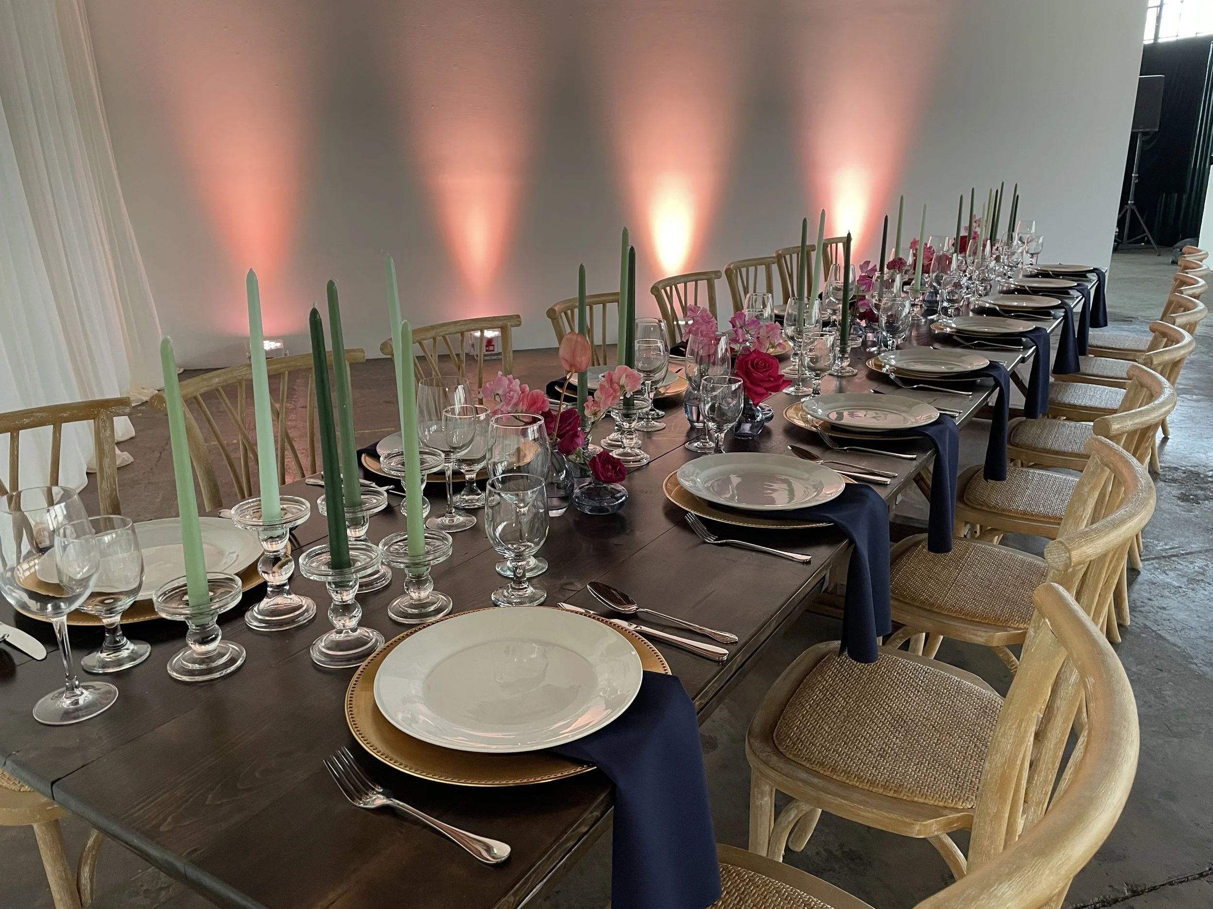 Showcasing a wedding table layout at Mica Studios in downtown LA