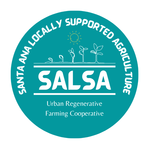 Santa Ana Locally Supported Agriculture SALSA logo with growing seedling