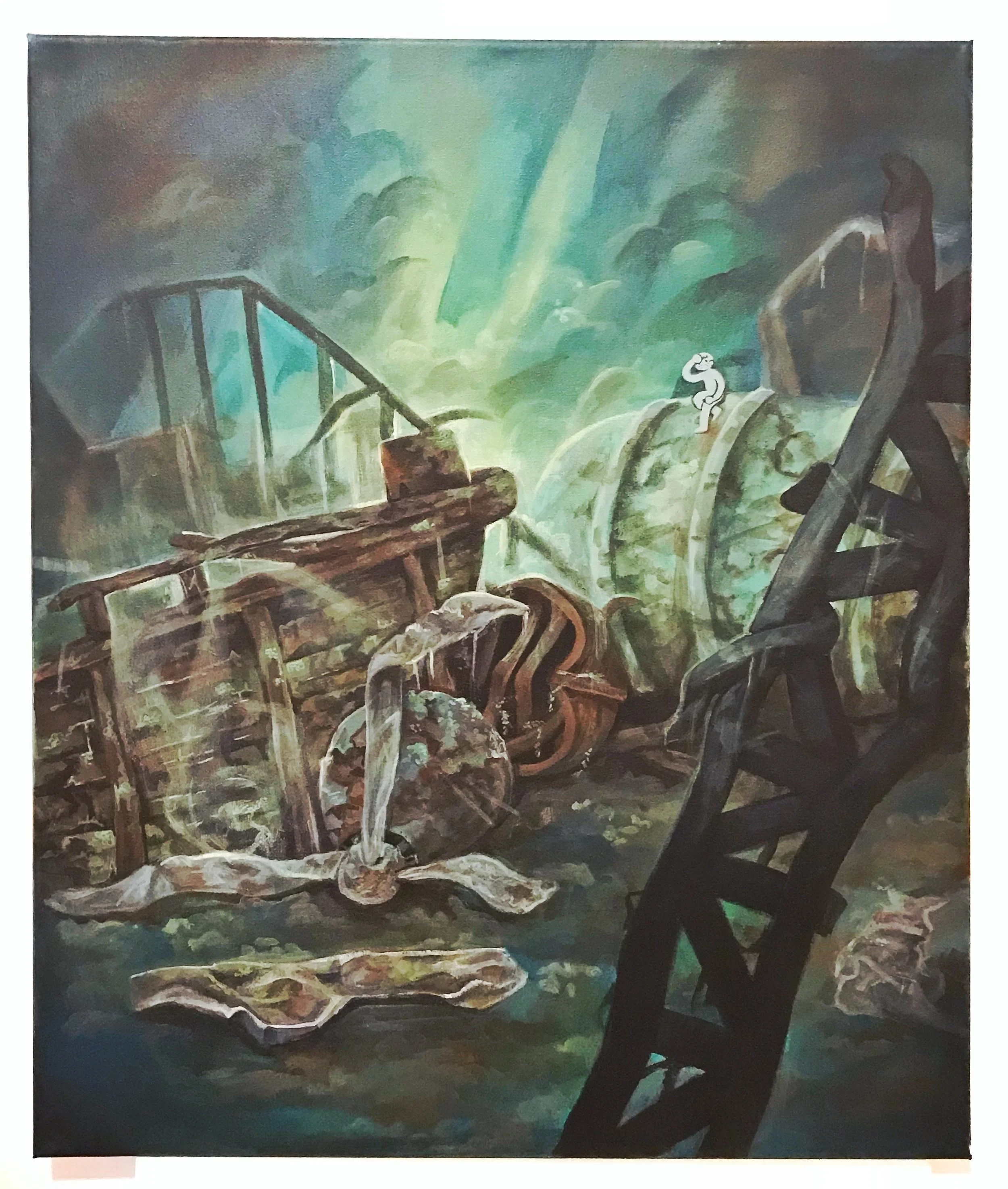 Acrylic painting of some weird boat situation
