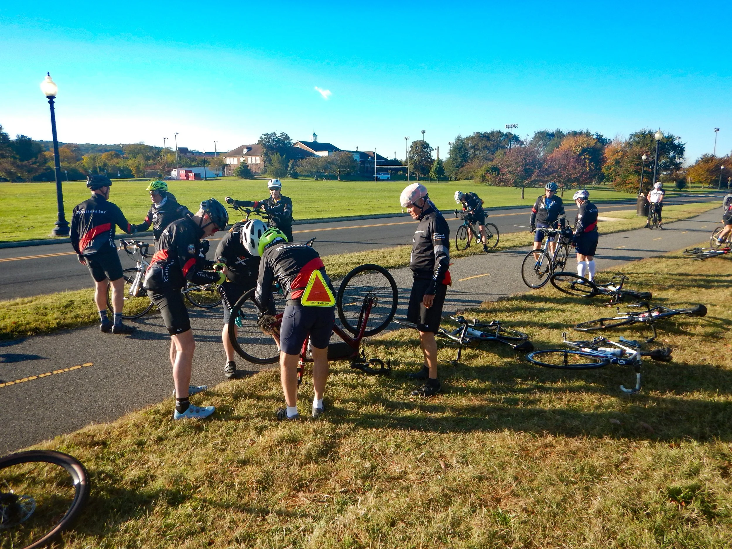 Flat tire repair on Anacostia Trail
