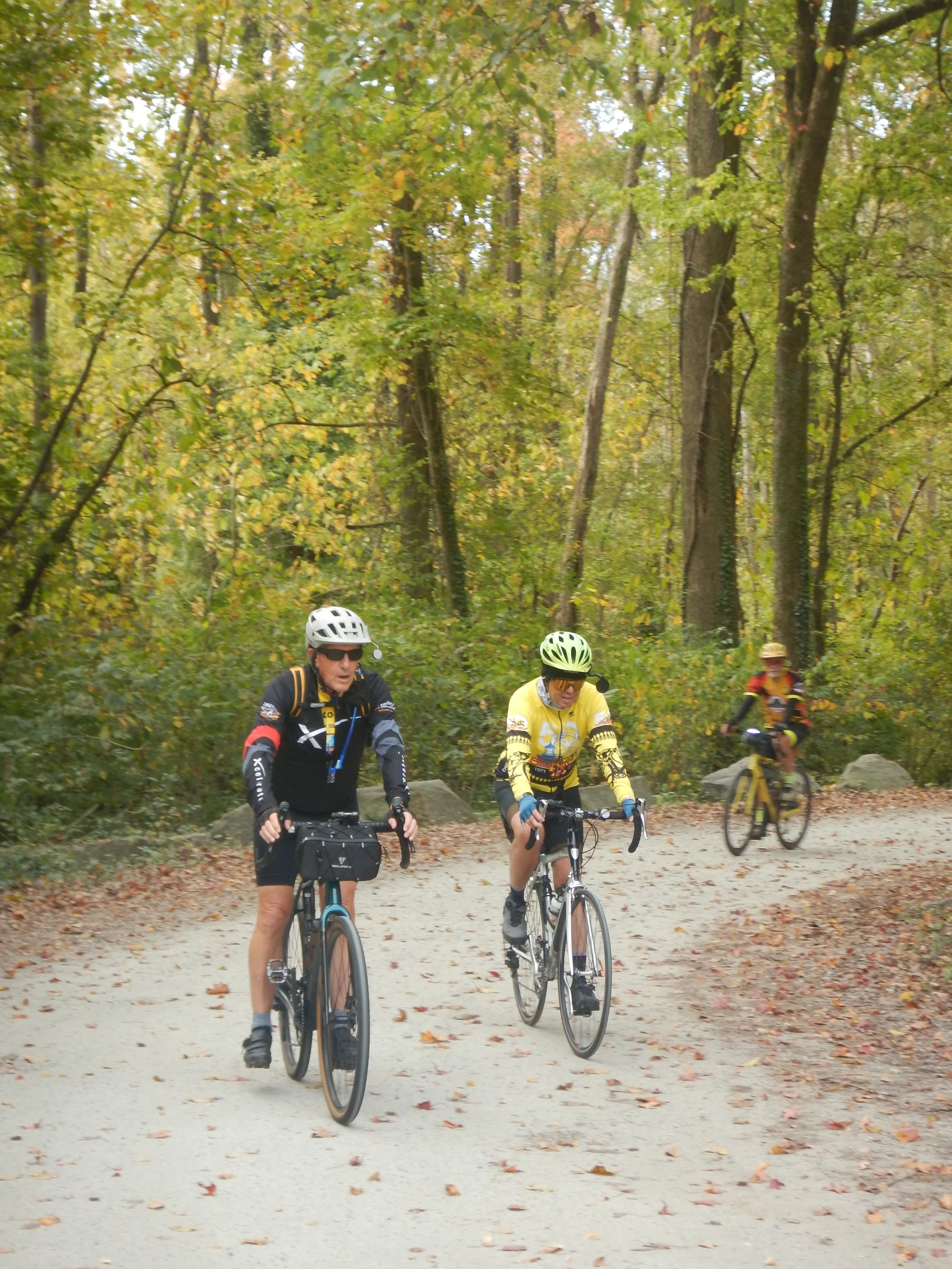 Riders arriving at first rest stop