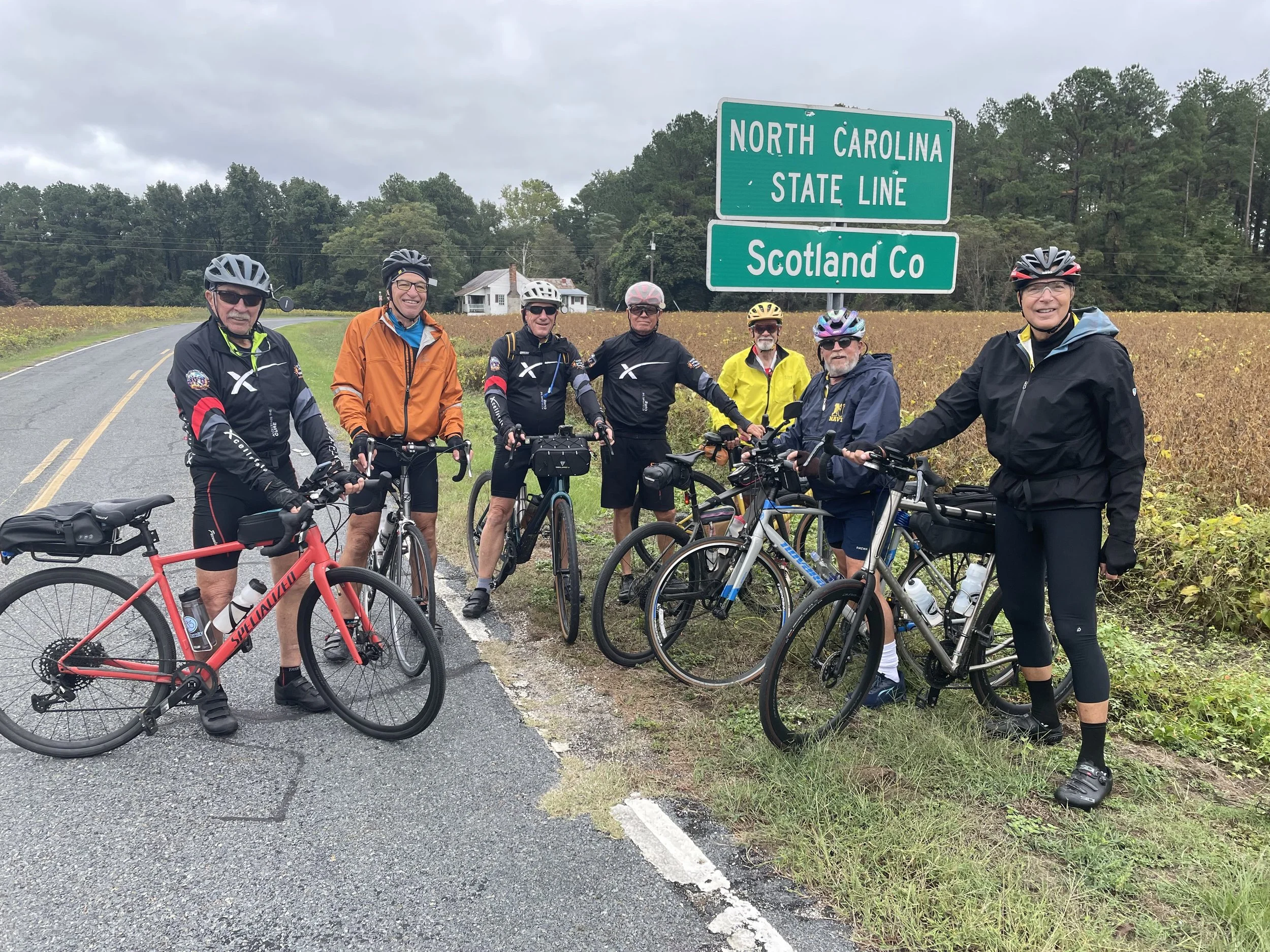 Remaining seven riders cross the SC-NC line