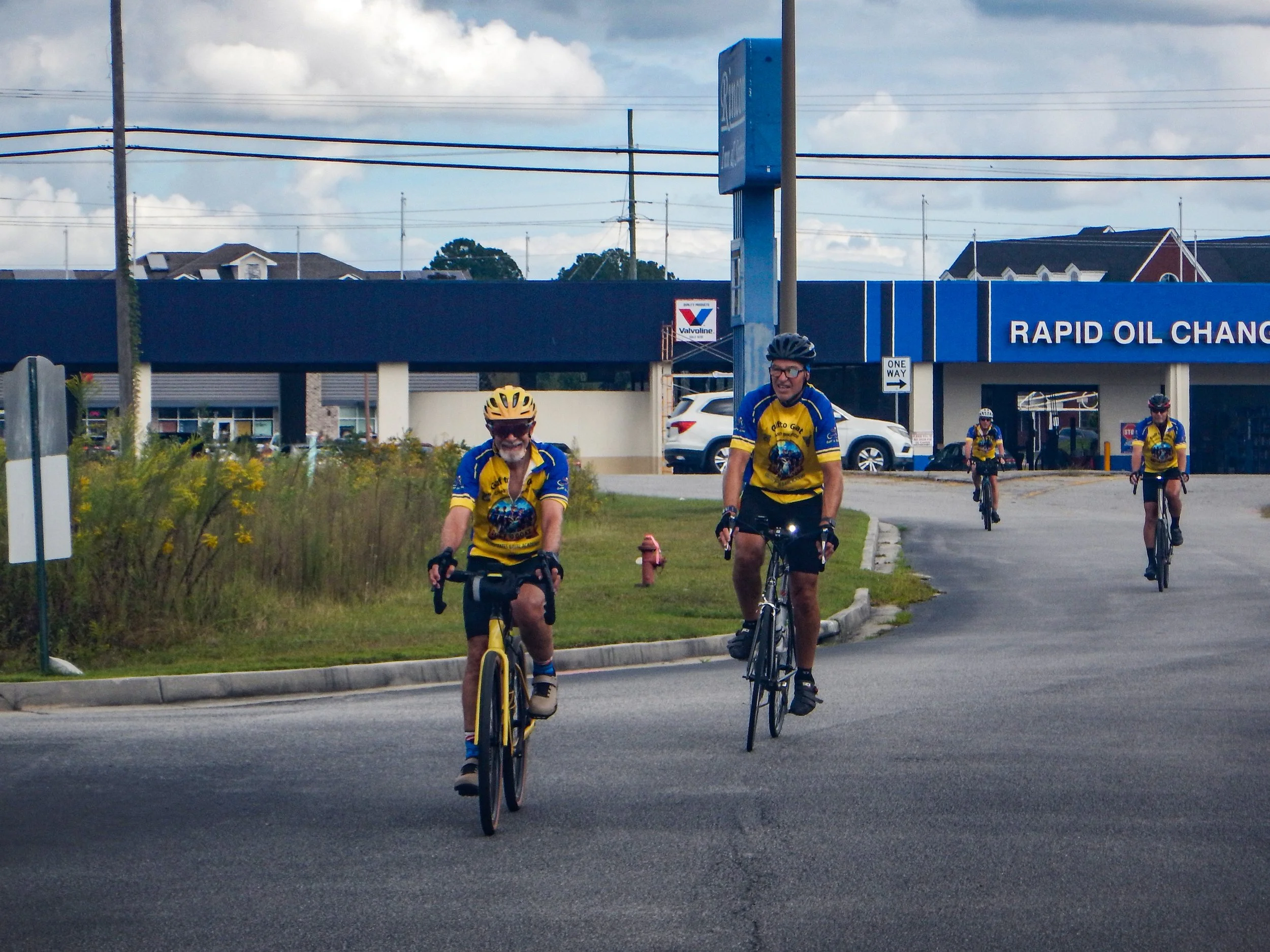 Second wave of four riders at finish