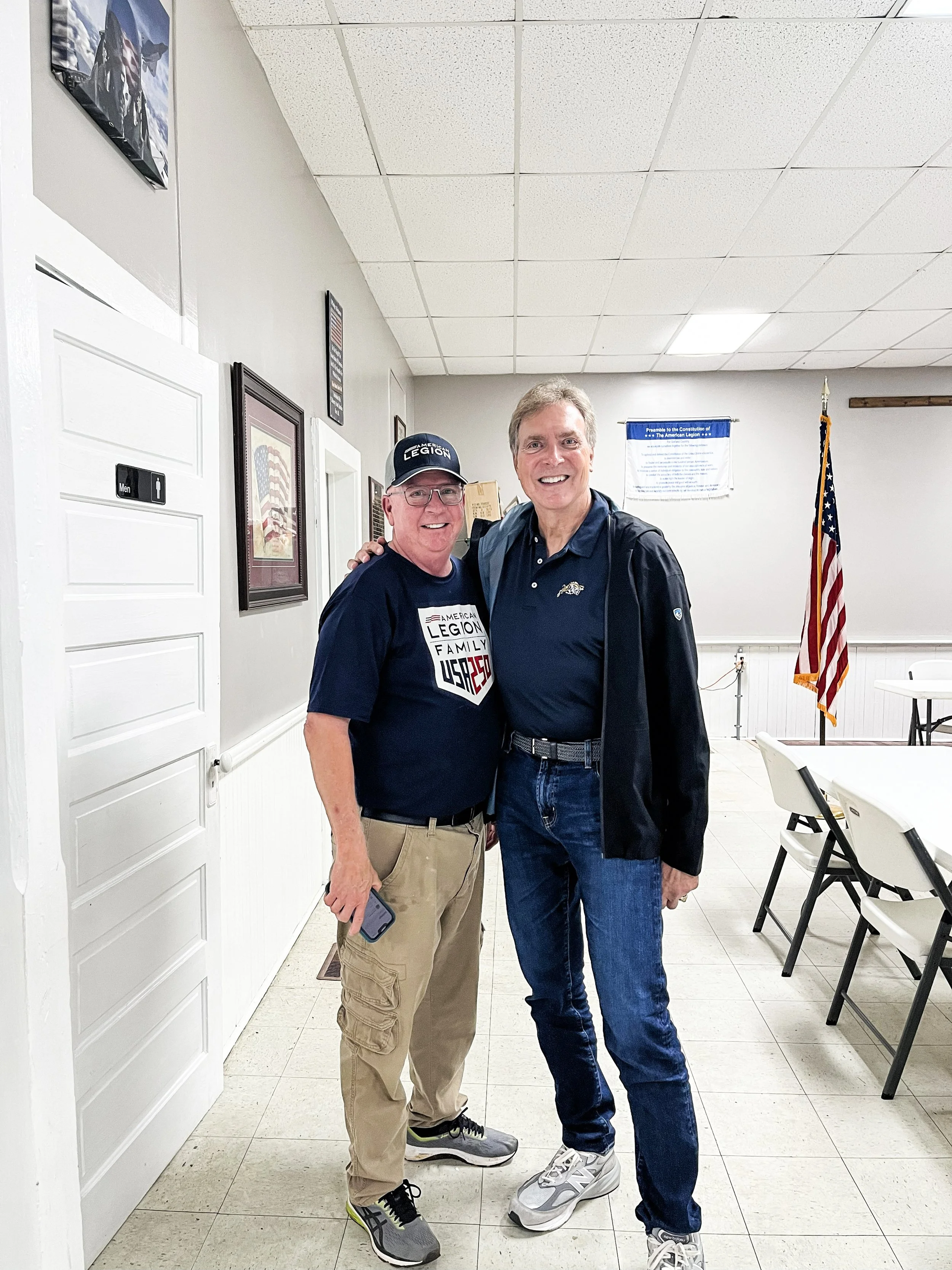 Chuck Geyer with American Legion Post Commander Jack Lonergan, our dinner host