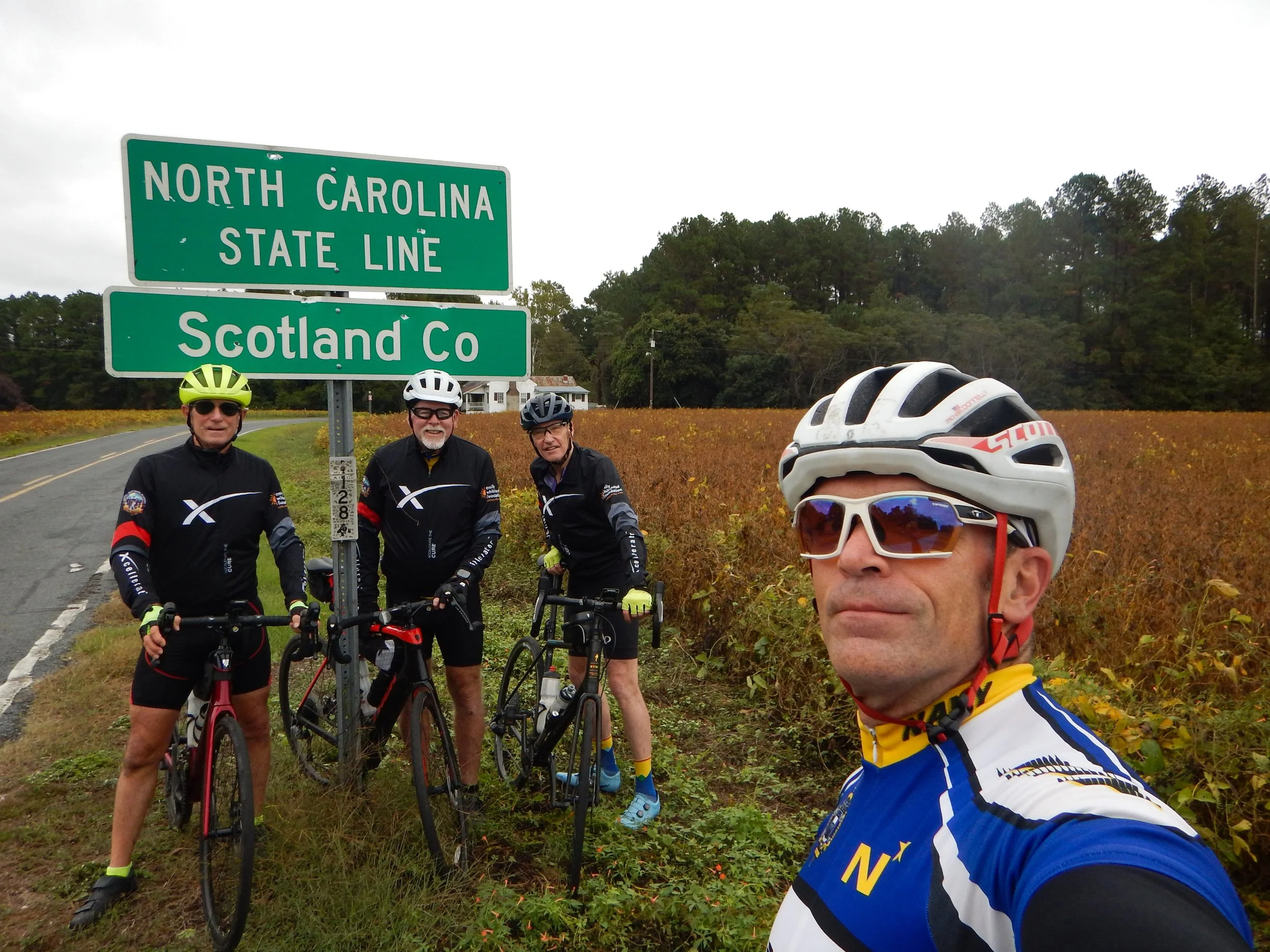 First group to cross NC line - Mike D., Jay, Chris and Carl