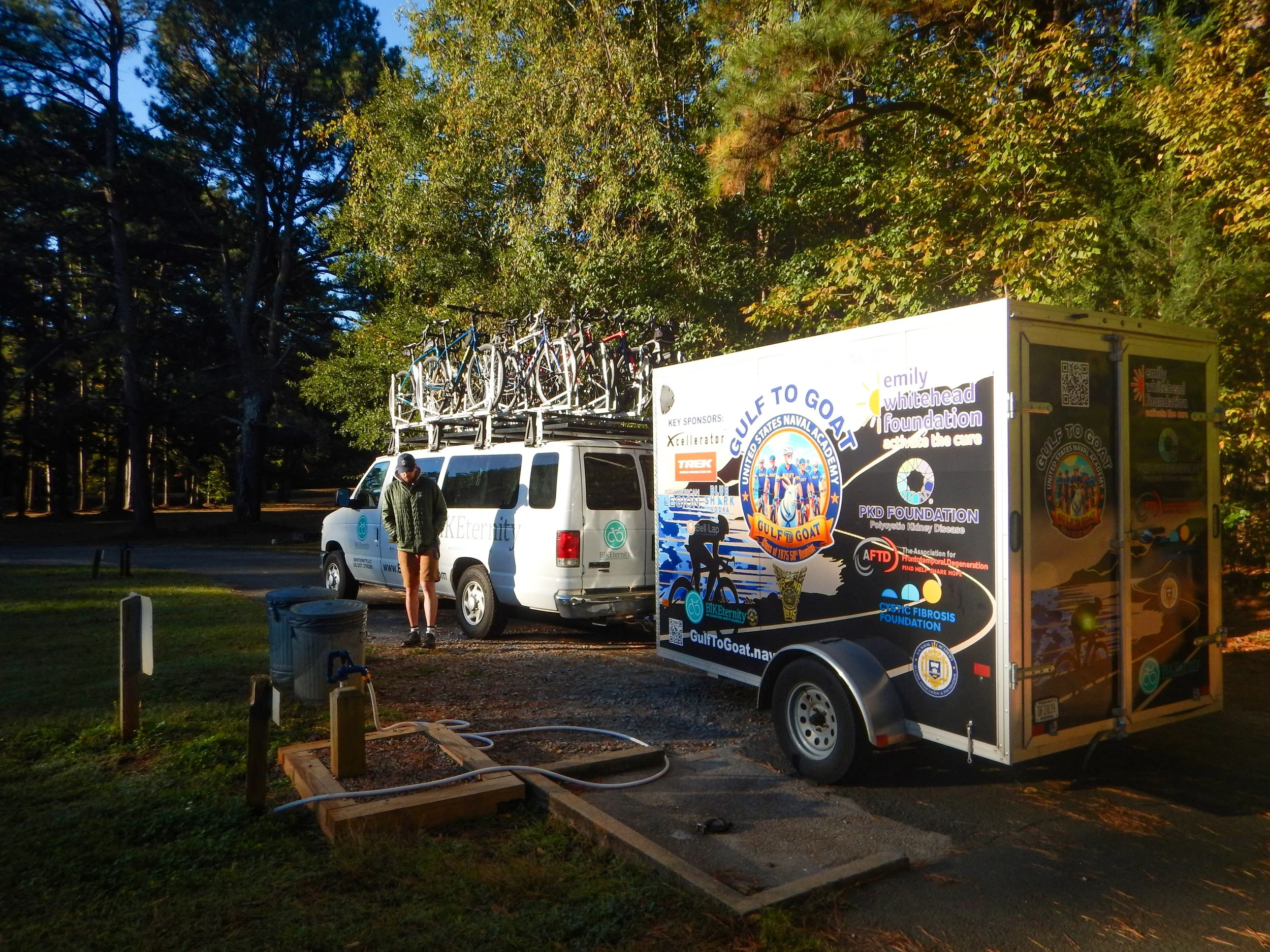 Fully loaded van at the starting point