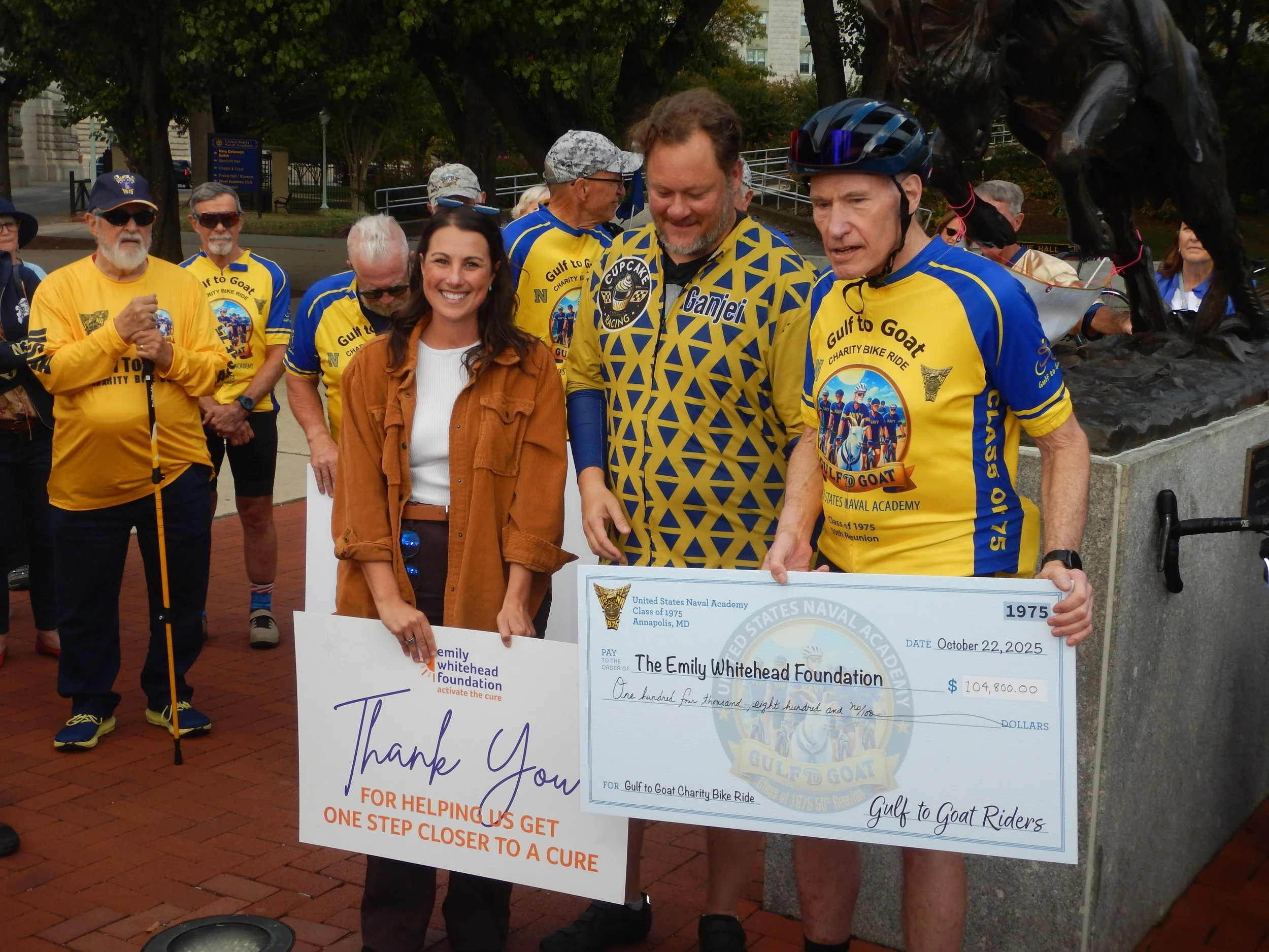 Carl June presents check to Emily Whitehead Foundation