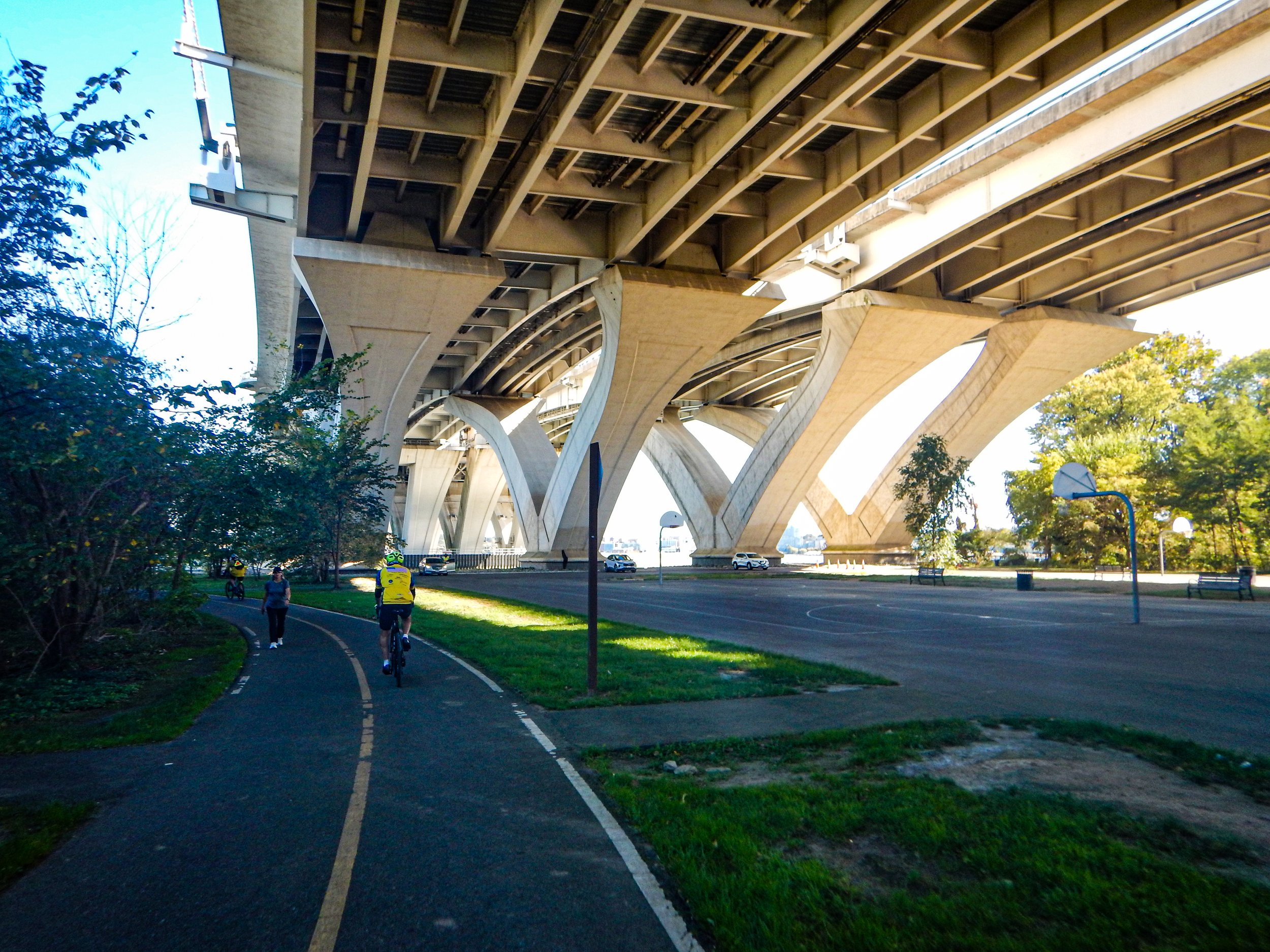 Riding under Wilson Bridge