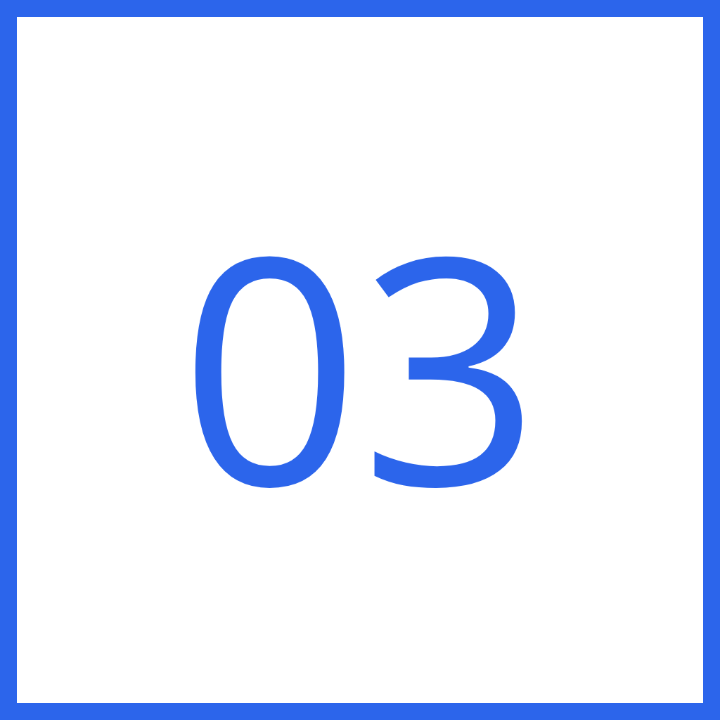Digital timer display showing the number 03 in blue on a black background with a blue border.