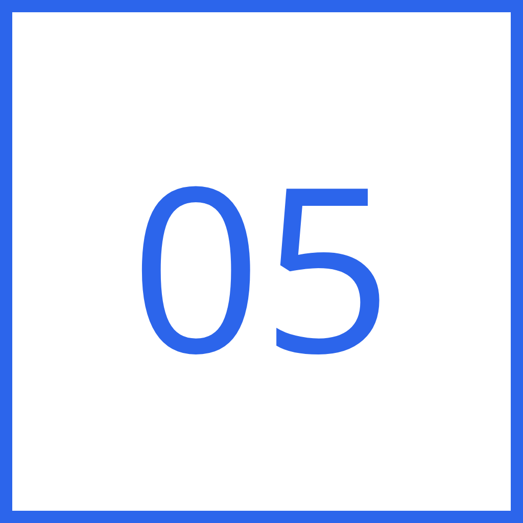 Digital countdown timer displaying 05 with blue border and countdown indicator