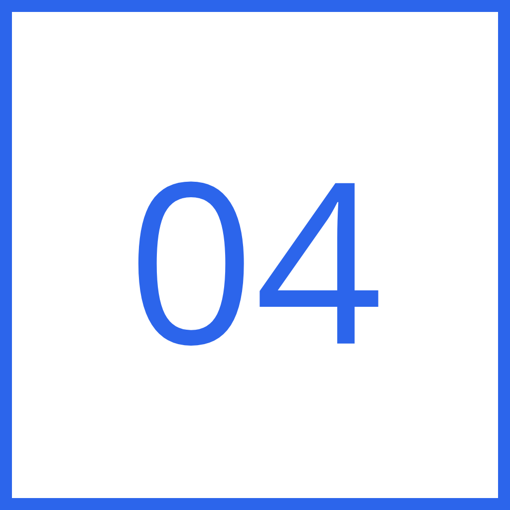 Square with a black and blue design and the number 04 in blue