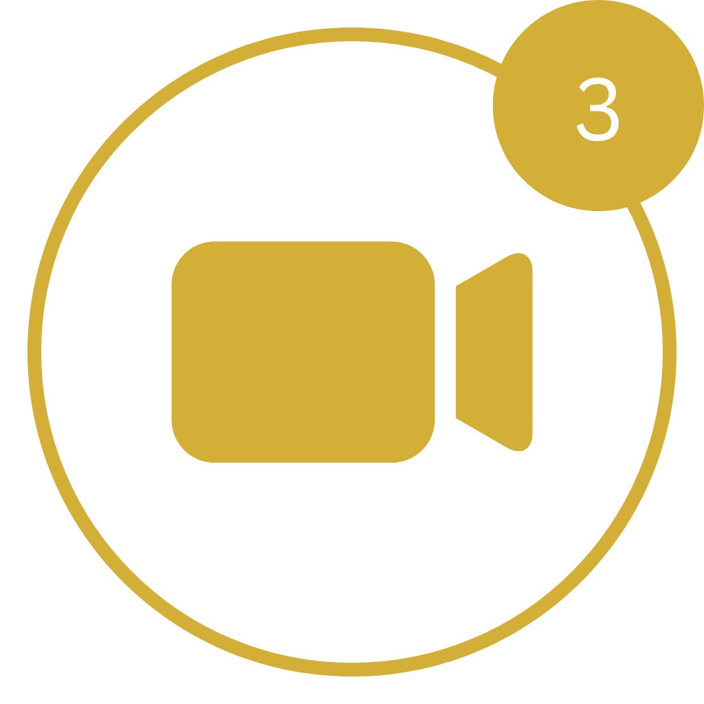 Notification badge with the number 3 on a video conferencing icon, indicating three unread notifications.