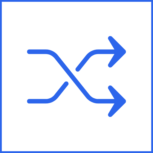 Icon showing two arrows indicating splitting or merging of paths, one curving left and the other splitting right.