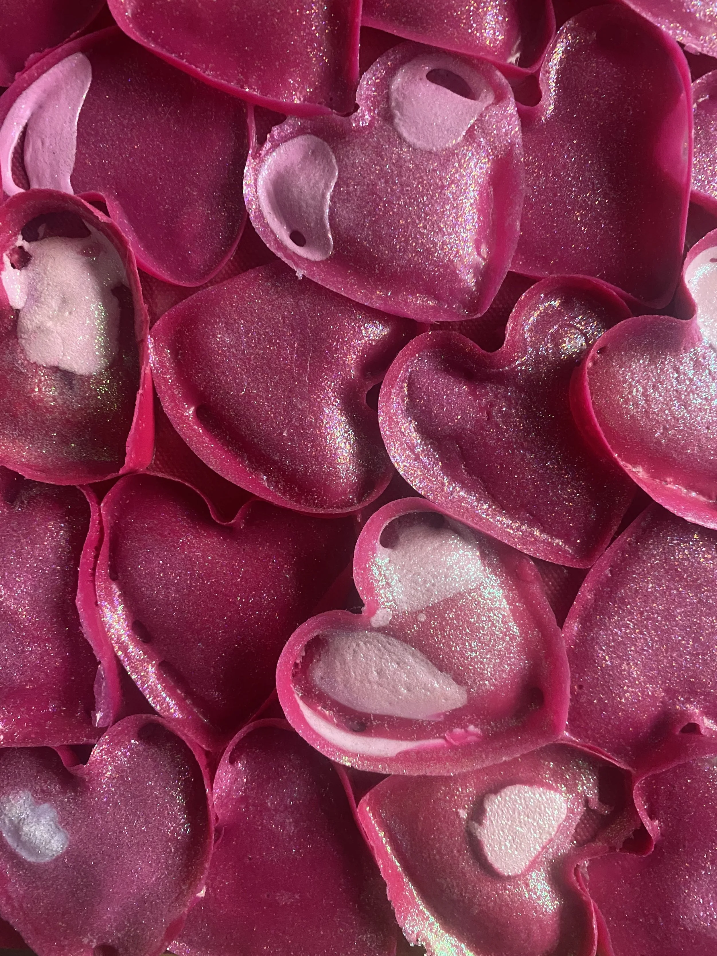 Contemporary artist a 'Kira Somerset's' painting Honey Hearts Club detail Pink