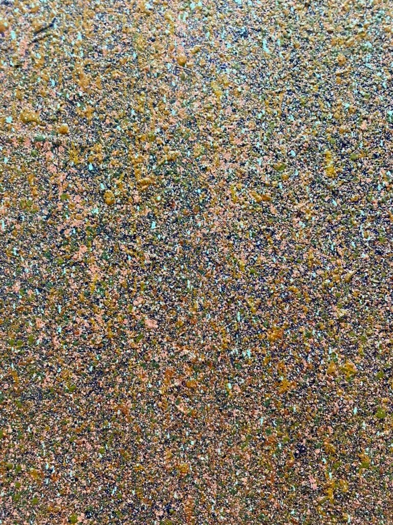 "Textural close-up of Rusty by Kira Somerset, emphasizing the tension between chaos and control through layered mixed media."
