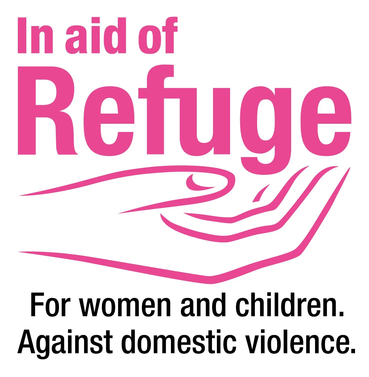 Charity logo for 'In aid of Refuge,' an organization supporting women and children affected by domestic violence.