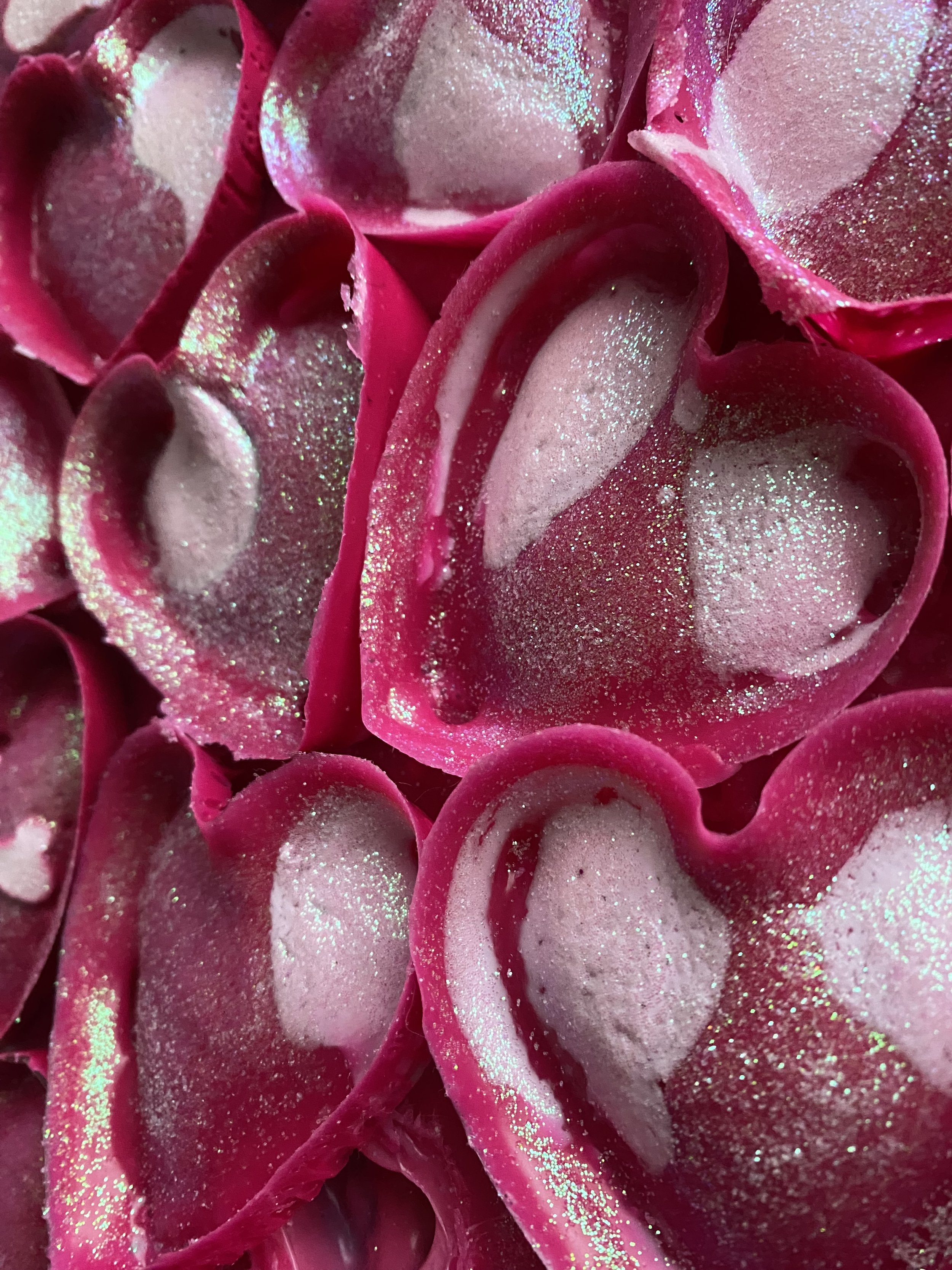 Contemporary artist a 'Kira Somerset's' painting Honey Hearts Club closeup