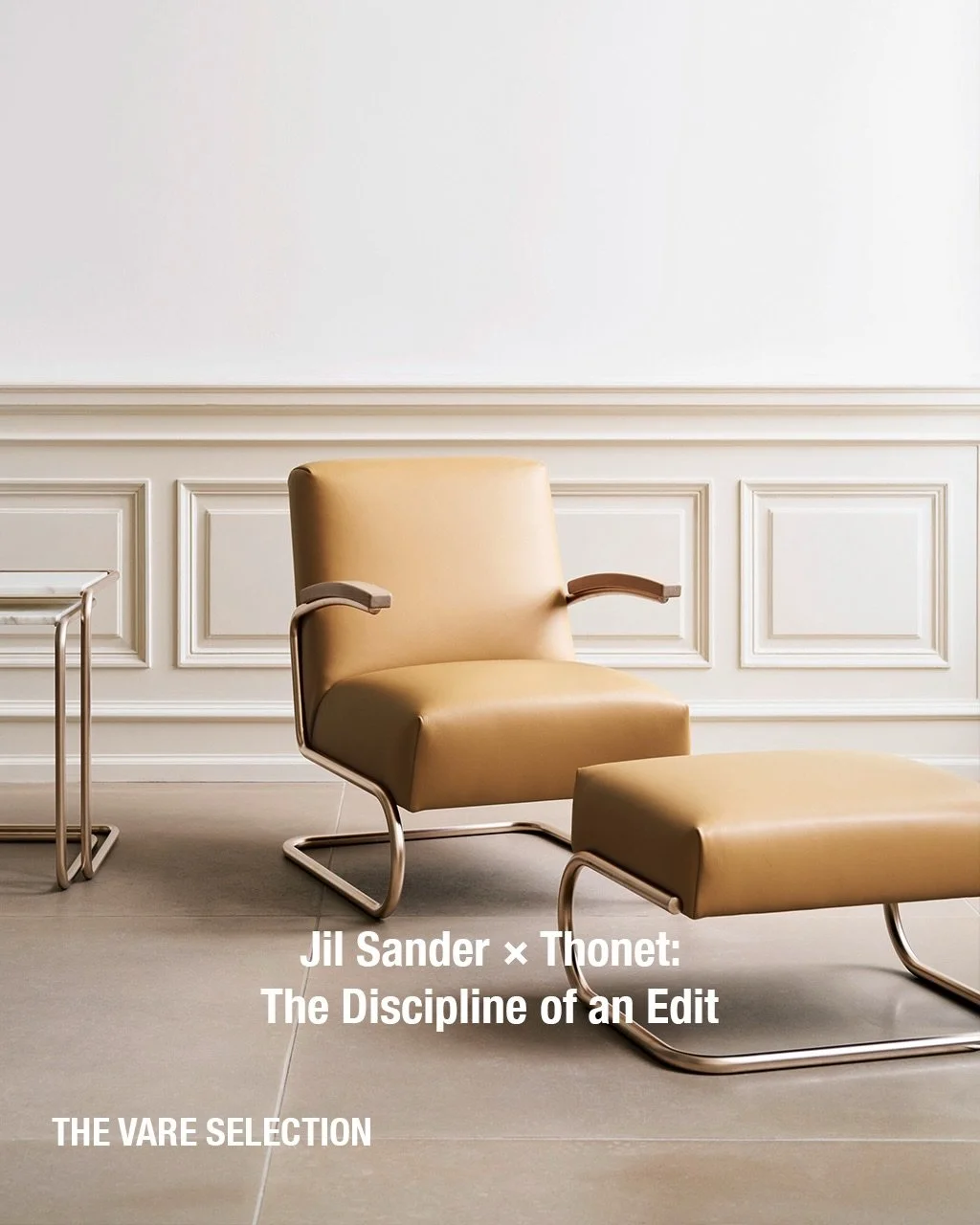 Jil Sander&rsquo;s work with Thonet is defined as much by what remains untouched as by what changes.
For 2026, JS . THONET expands with the S 411 lounge chair and S 1070 table. Across both pieces, Sander works through finish, colour, upholstery and s