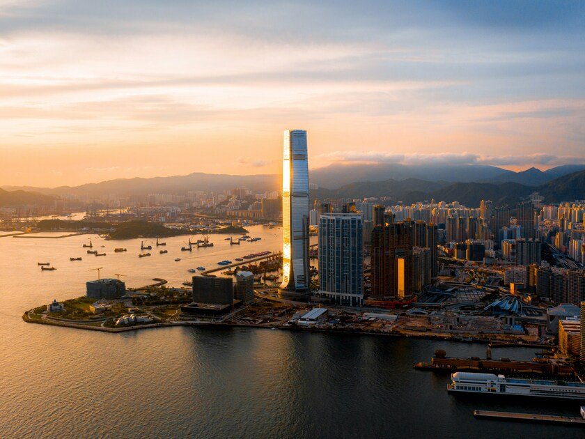 Hong Kong Aerial City Skyline
