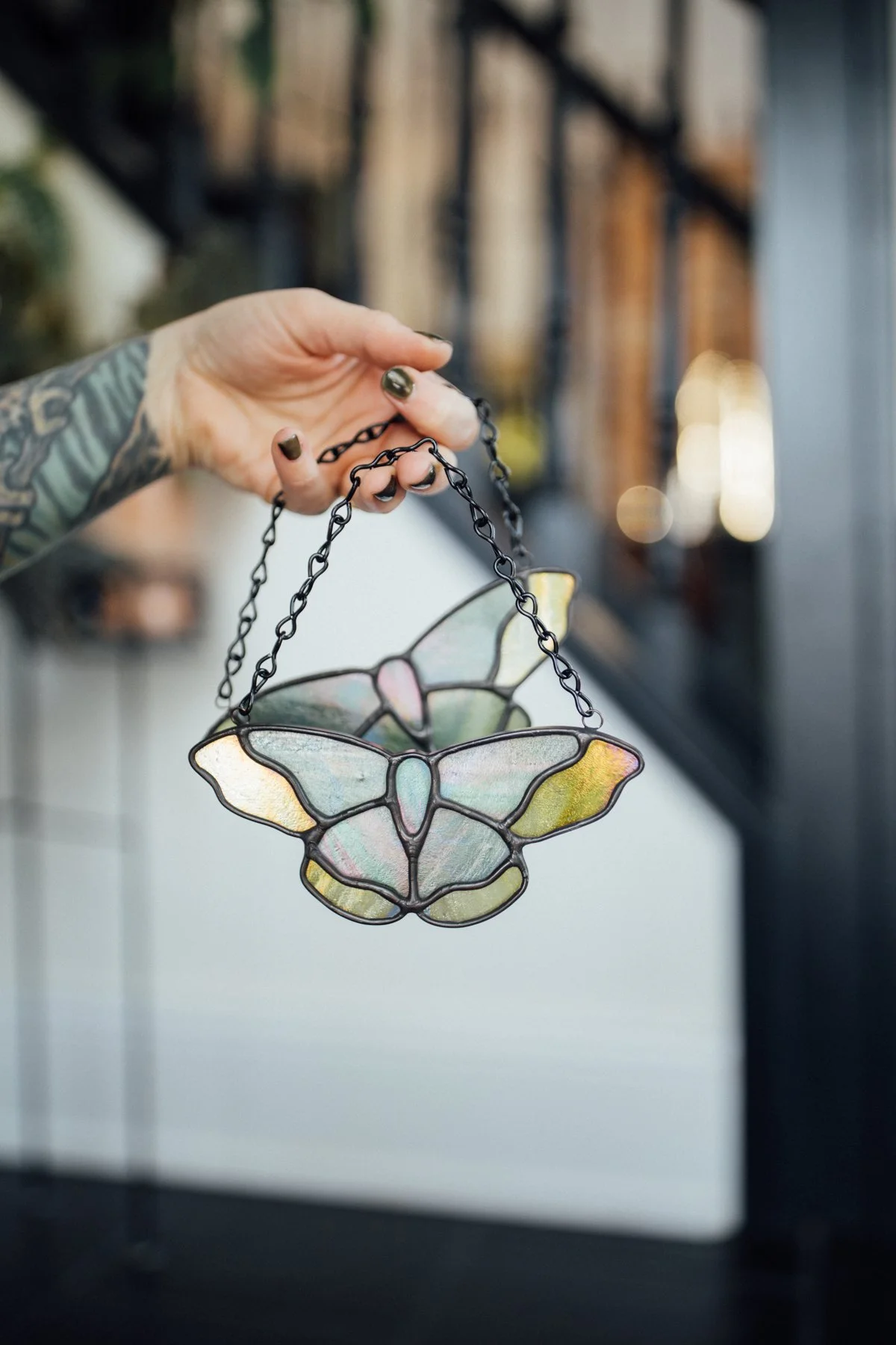 iridescent green + blue moth - mini