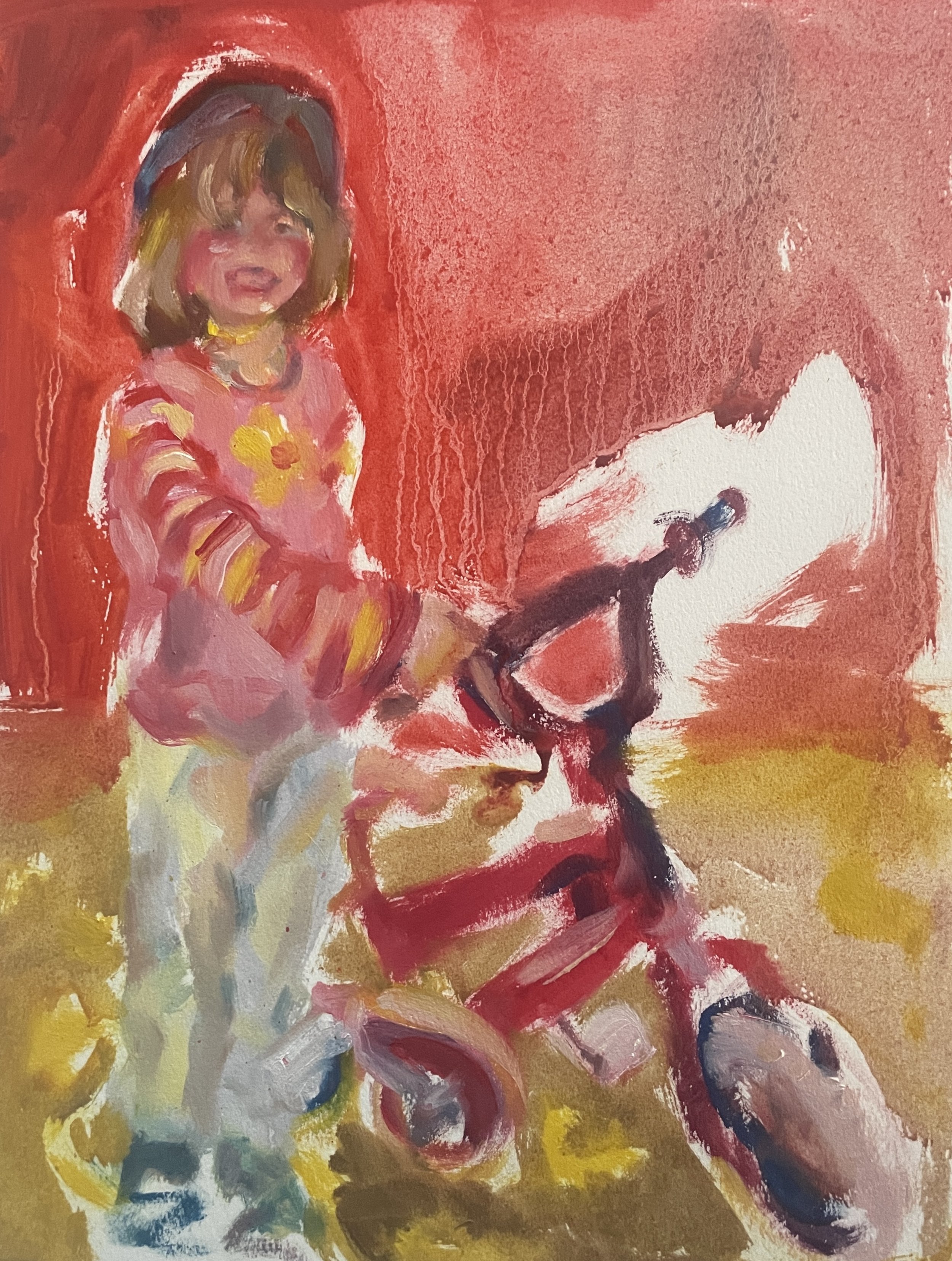 Ready for the Wheel World, oil on paper (8x11")