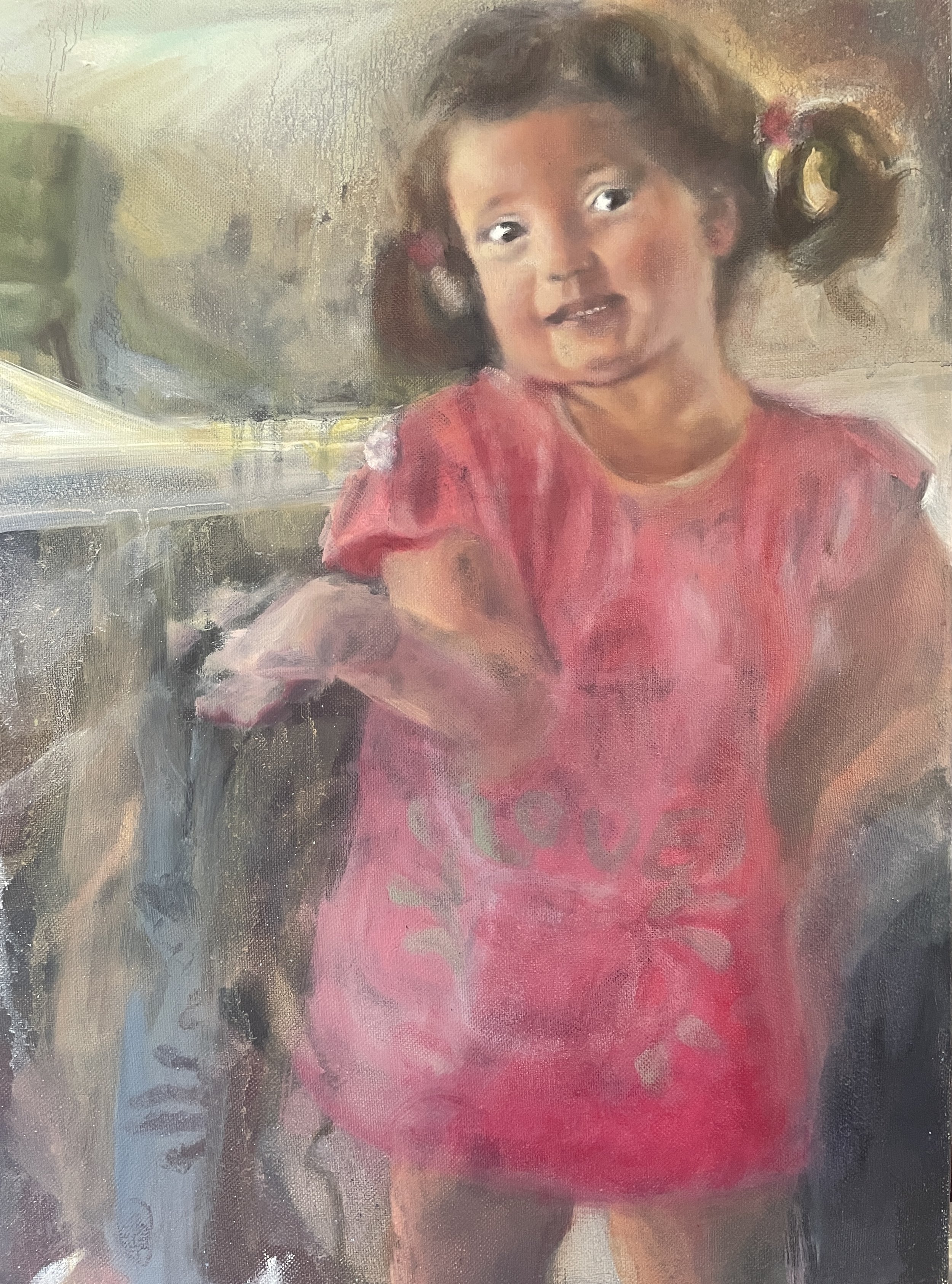 Living Room, oil on canvas (14x16")