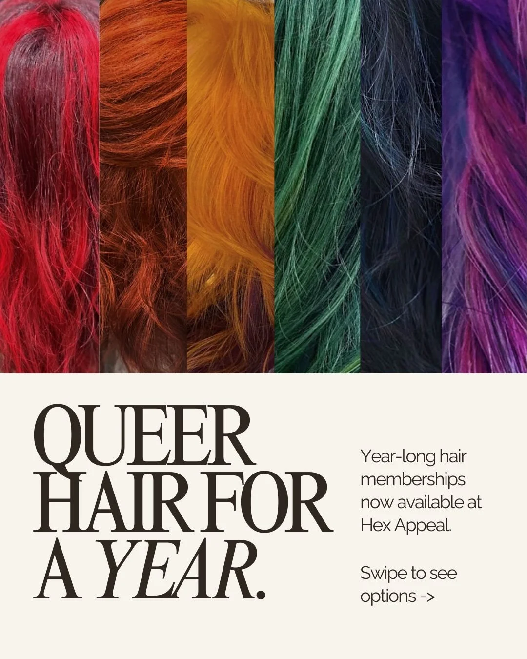 Sick of stressing about booking your next haircut? Now you can book ONE YEAR of  hair with a Hex Appeal Membership! 😈 🖤�Whether you need a regular refresh or love a bold new look every few weeks, we&rsquo;ve got you covered. 
Membership perks inclu