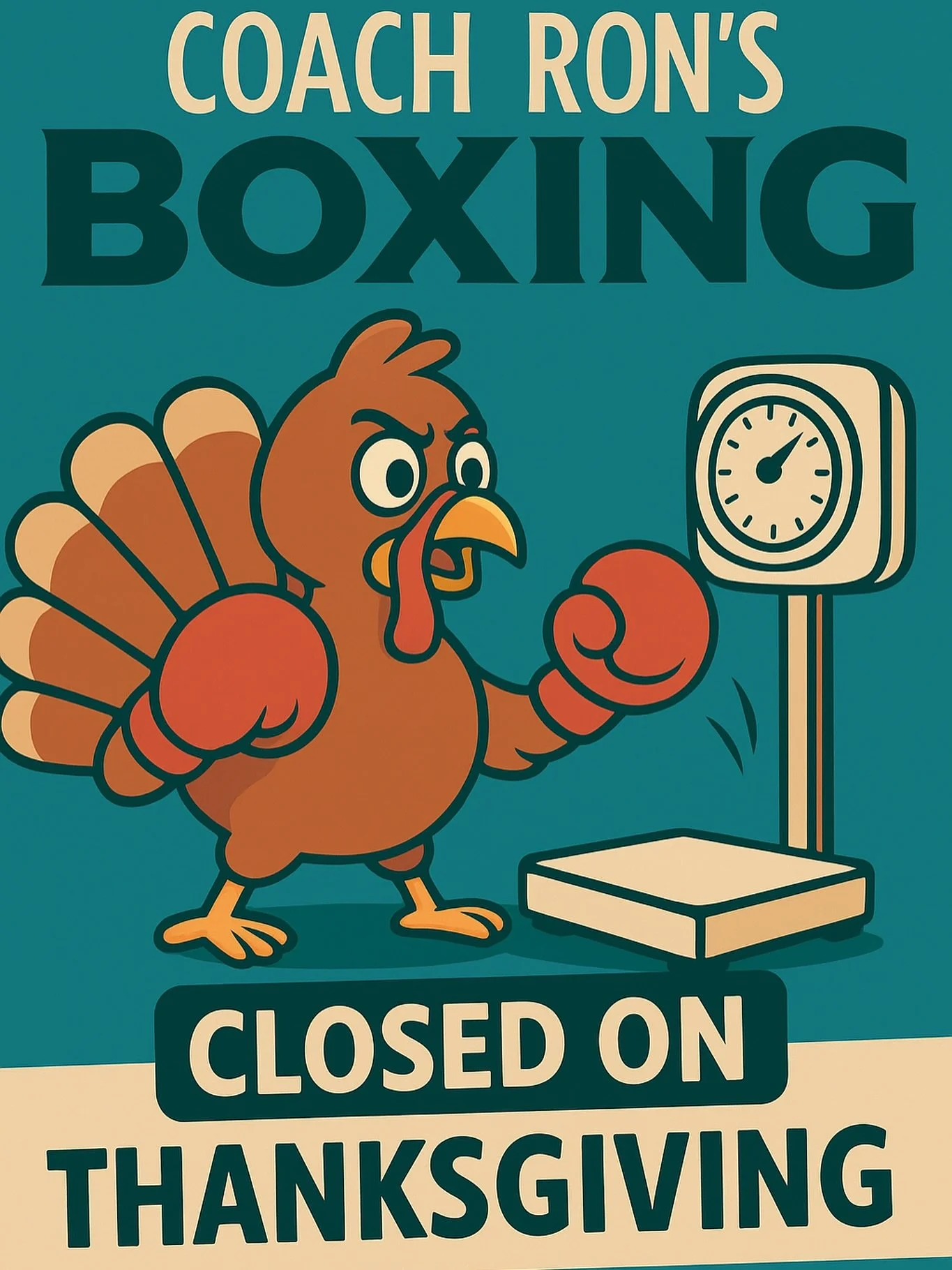 Coach Ron&rsquo;s Boxing will be closed on Thanksgiving Day (Thursday November 27th). Enjoy the holiday and time with your ohana! Classes resume Friday, see you then!