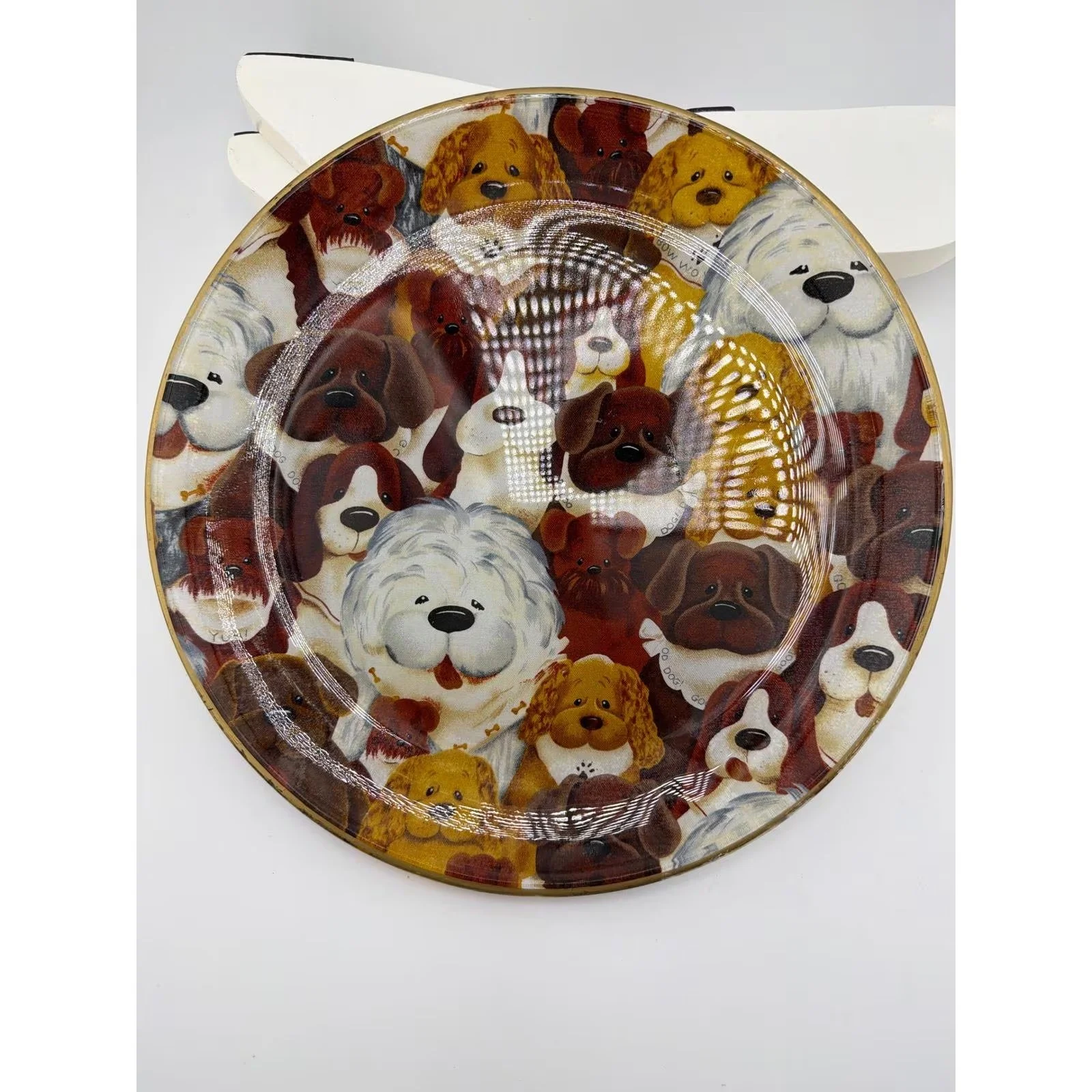 Vintage Dog Breed Collage Glass Plate Gold Rim 8 Inch — photo 1 of 4