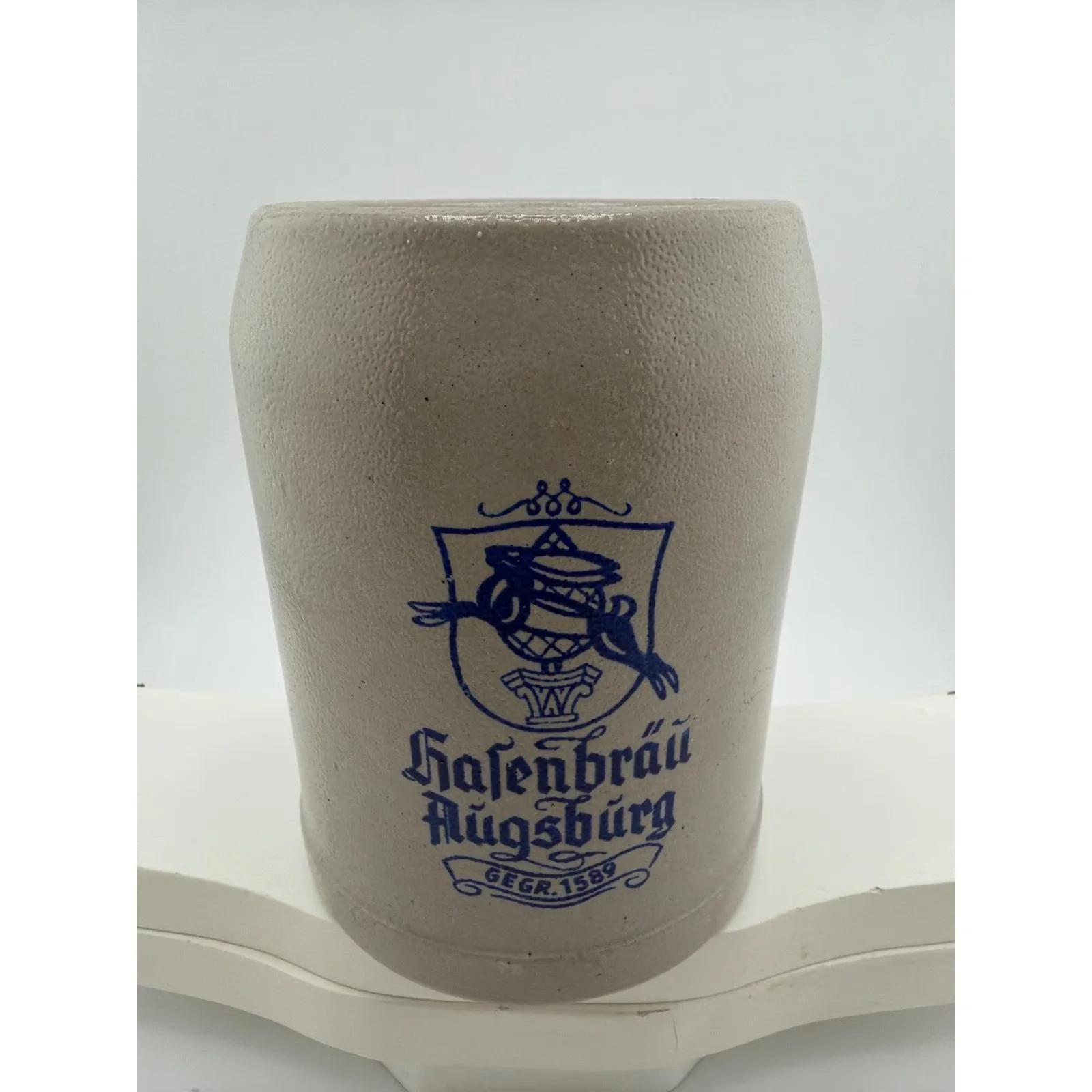 Vintage Hasenbrau Augsburg Gray Blue Salt Glaze German Beer Stein — photo 1 of 5
